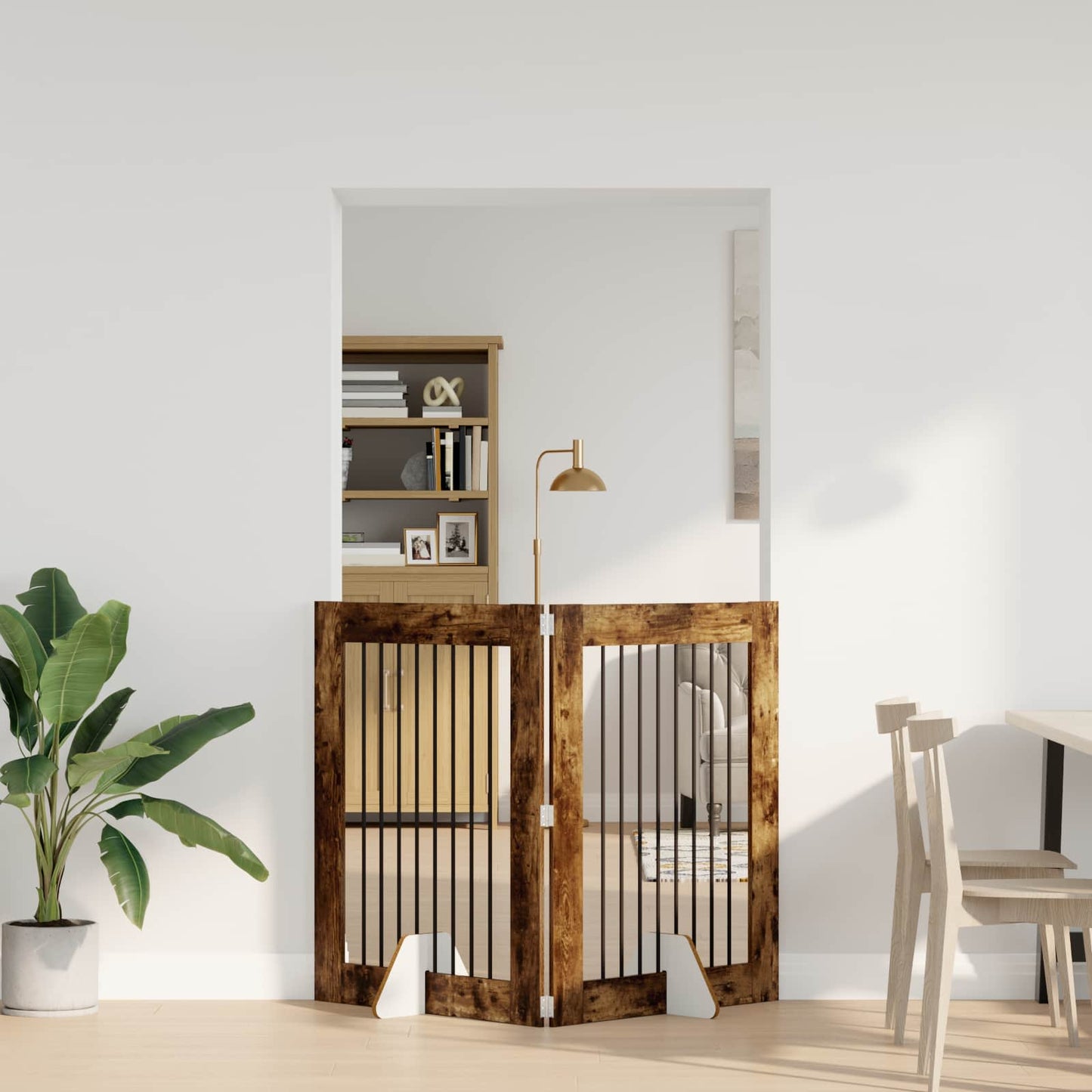 Hondenhekje met standaards 2 pcs Gerookt eiken 80 x 100 cm is nu te koop bij PeponiXL, paradijselijk wonen!