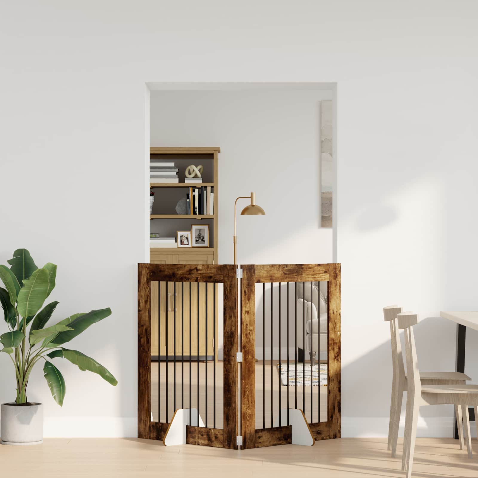 Hondenhekje met standaards 2 pcs Gerookt eiken 80 x 100 cm is nu te koop bij PeponiXL, paradijselijk wonen!