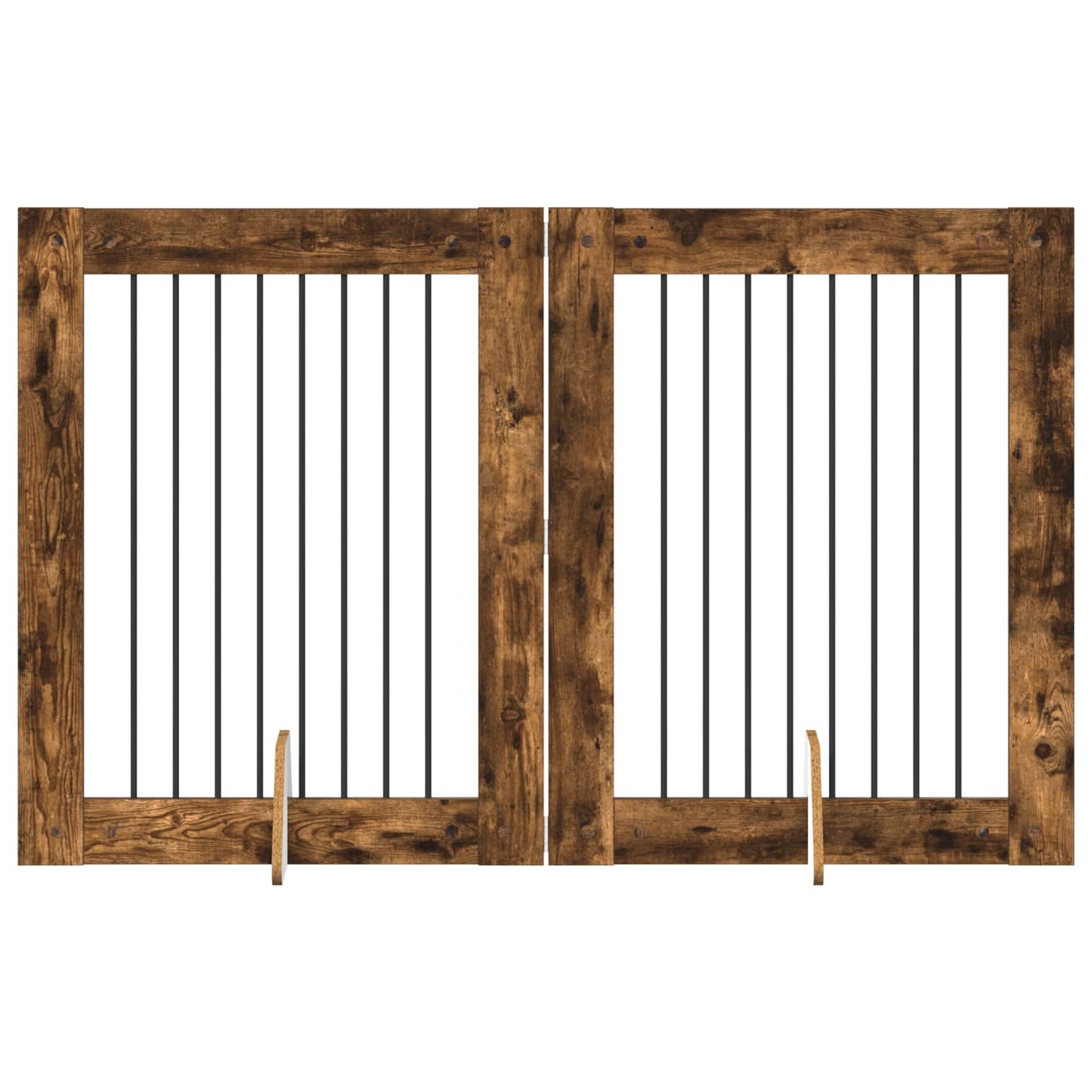 Hondenhekje met standaards 2 pcs Gerookt eiken 80 x 100 cm is nu te koop bij PeponiXL, paradijselijk wonen!