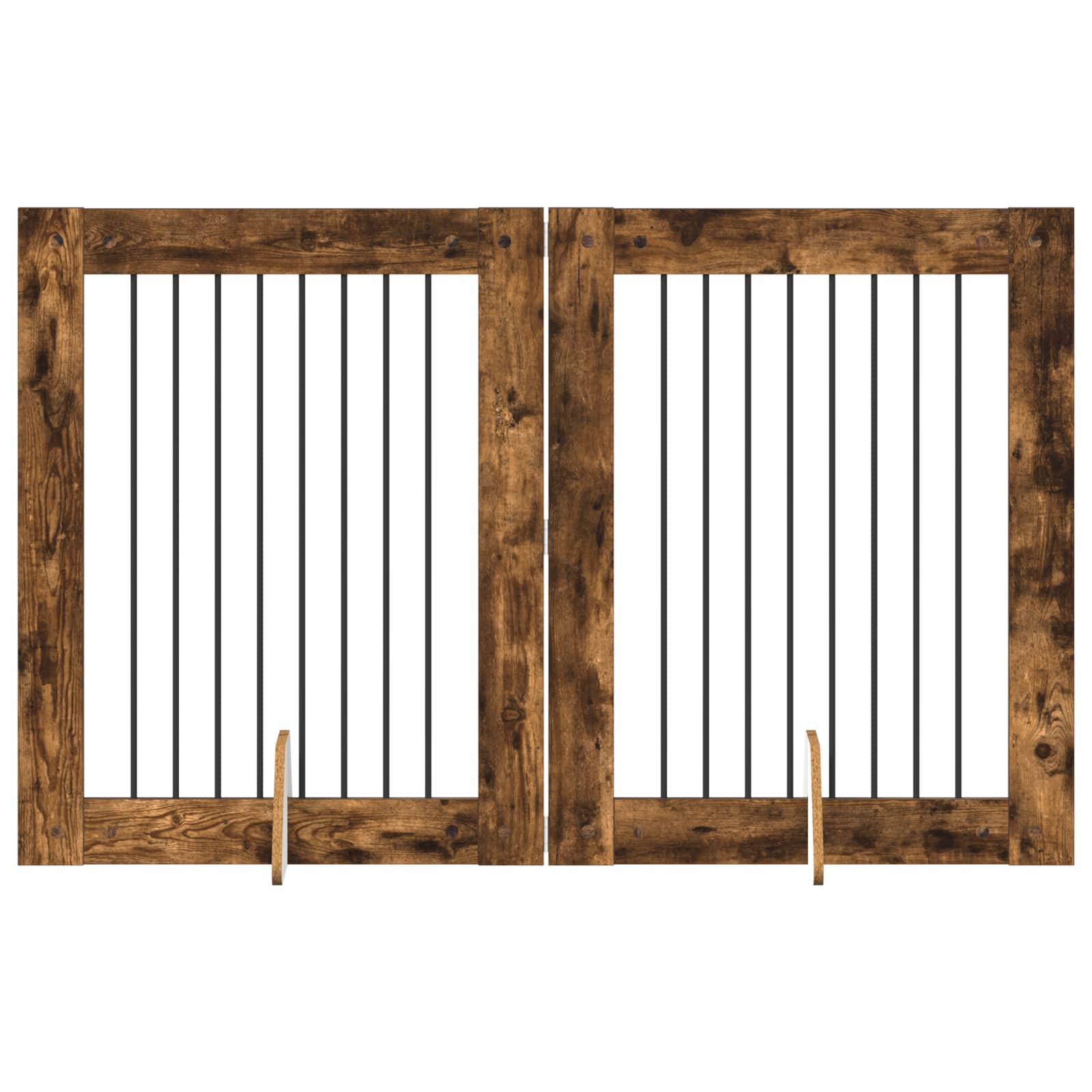 Hondenhekje met standaards 2 pcs Gerookt eiken 80 x 100 cm is nu te koop bij PeponiXL, paradijselijk wonen!