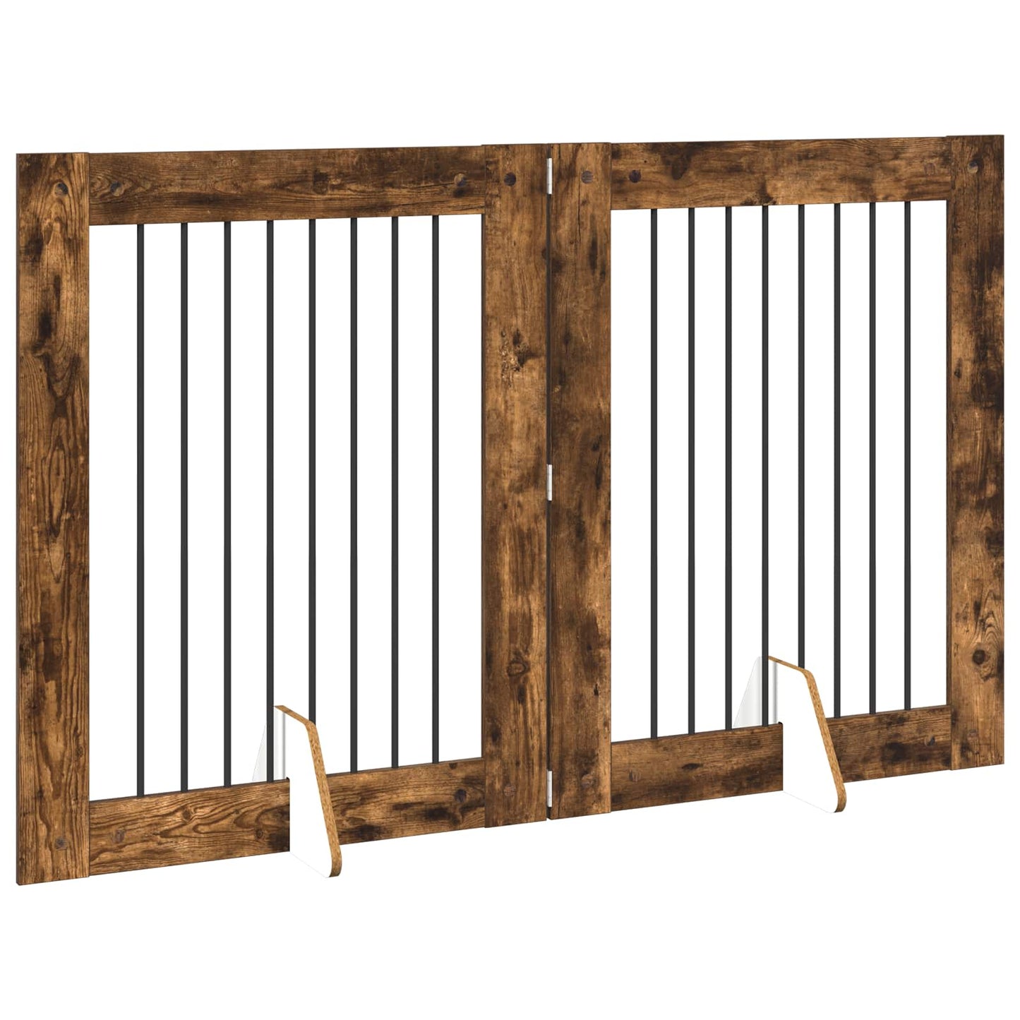 Hondenhekje met standaards 2 pcs Gerookt eiken 80 x 100 cm is nu te koop bij PeponiXL, paradijselijk wonen!
