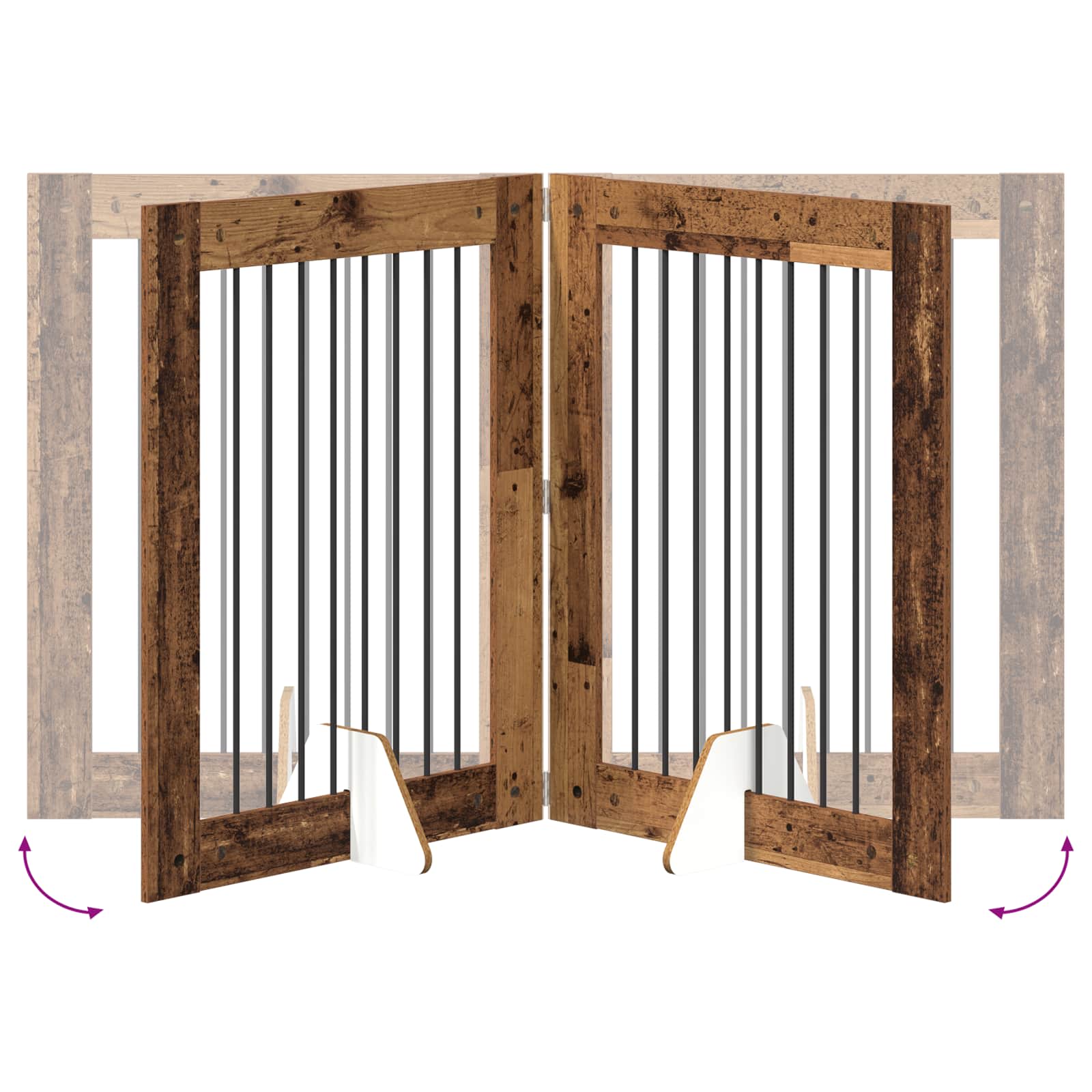 Hondenhekje met standaards 2 pcs Oud hout 80 x 100 cm is nu te koop bij PeponiXL, paradijselijk wonen!