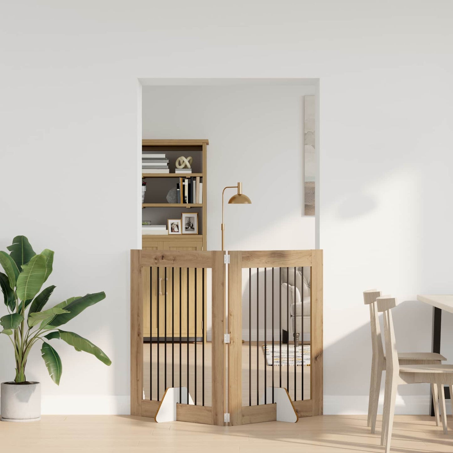 Opvouwbaar hondenhek met standaards 2 pcs Artisanaal eiken is nu te koop bij PeponiXL, paradijselijk wonen!