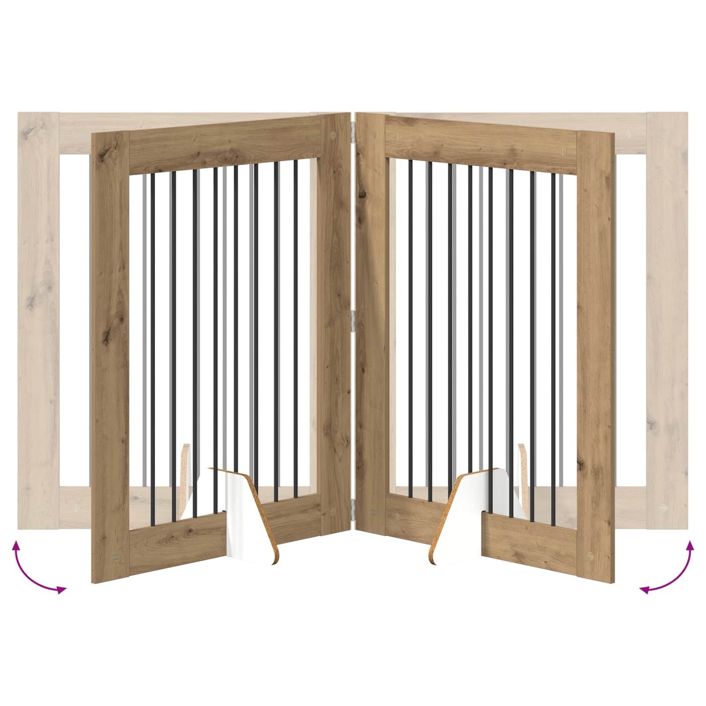 Opvouwbaar hondenhek met standaards 2 pcs Artisanaal eiken is nu te koop bij PeponiXL, paradijselijk wonen!