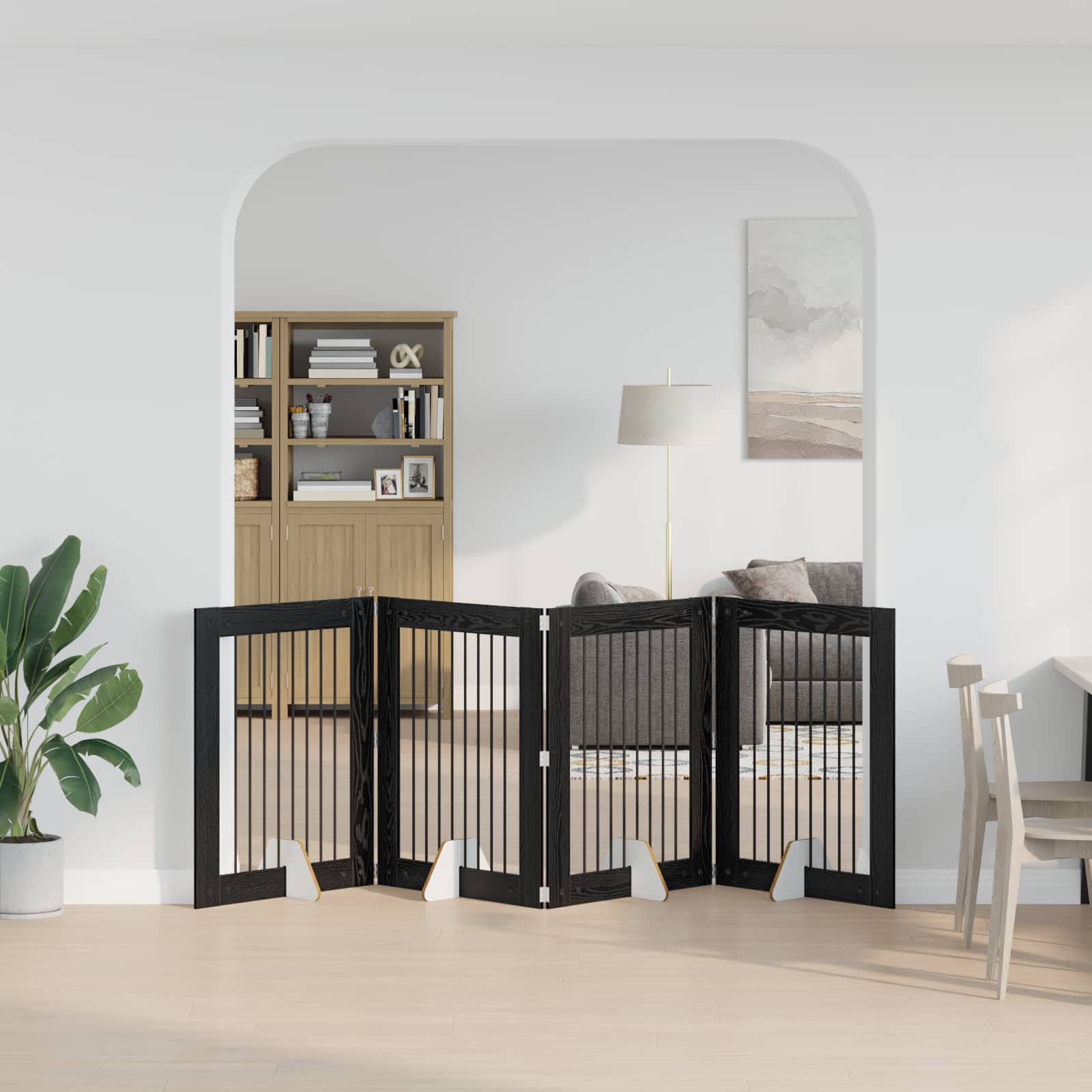 Hondenhekje met standaards 4 pcs Zwart eiken 80 x 100 cm is nu te koop bij PeponiXL, paradijselijk wonen!