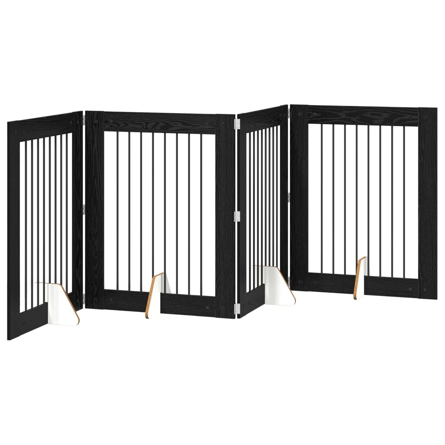 Hondenhekje met standaards 4 pcs Zwart eiken 80 x 100 cm is nu te koop bij PeponiXL, paradijselijk wonen!