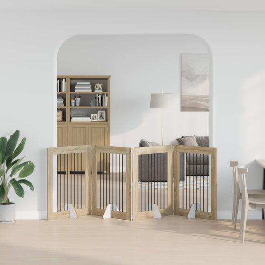 Opvouwbaar hondenhek met standaards 4 pcs Sonoma Eiken 321 cm is nu te koop bij PeponiXL, paradijselijk wonen!