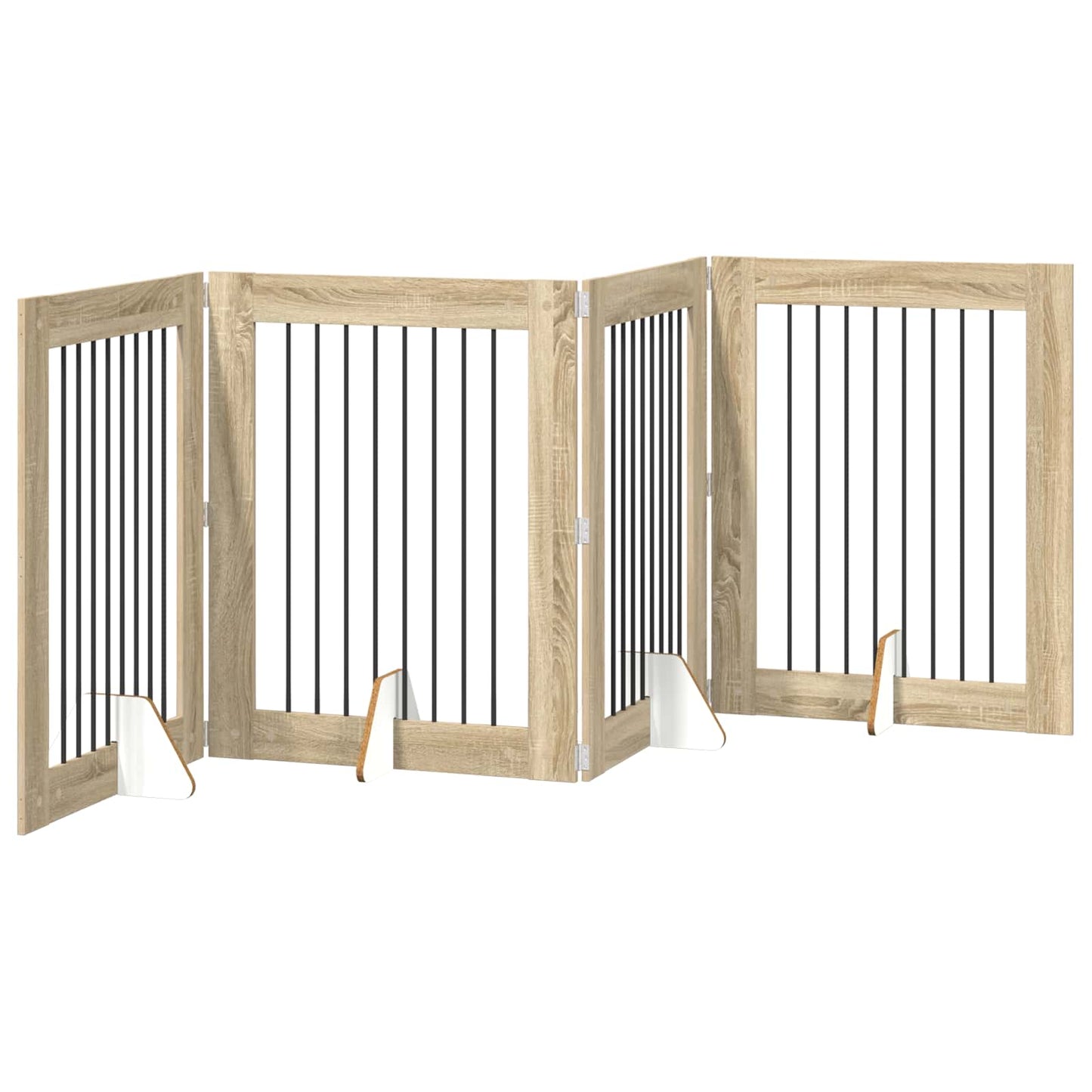 Opvouwbaar hondenhek met standaards 4 pcs Sonoma Eiken 321 cm is nu te koop bij PeponiXL, paradijselijk wonen!