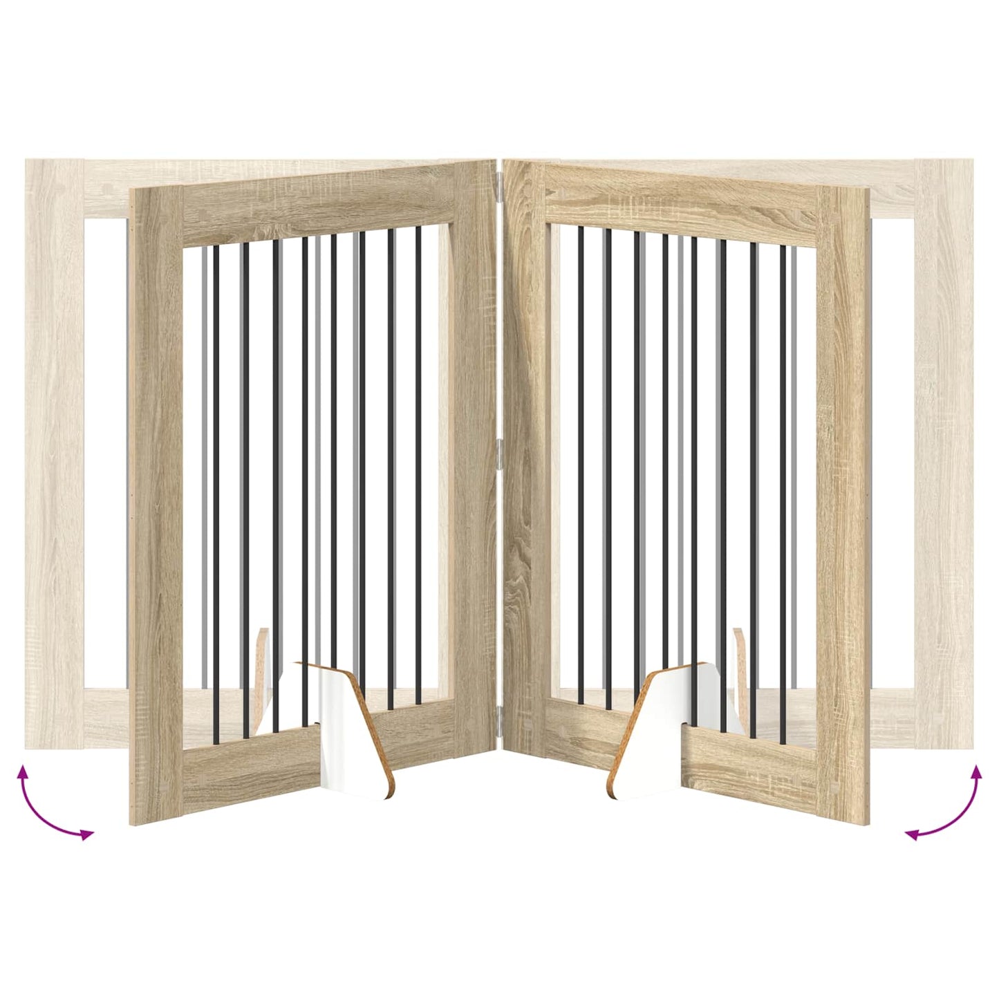 Opvouwbaar hondenhek met standaards 4 pcs Sonoma Eiken 321 cm is nu te koop bij PeponiXL, paradijselijk wonen!