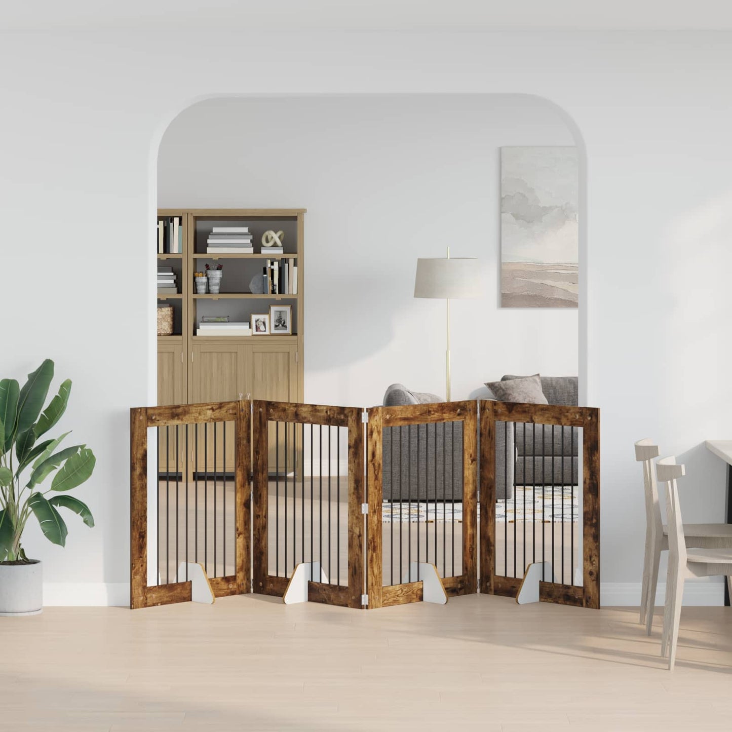 Hondenhekje met standaards 4 pcs Gerookt eiken 80 x 100 cm is nu te koop bij PeponiXL, paradijselijk wonen!