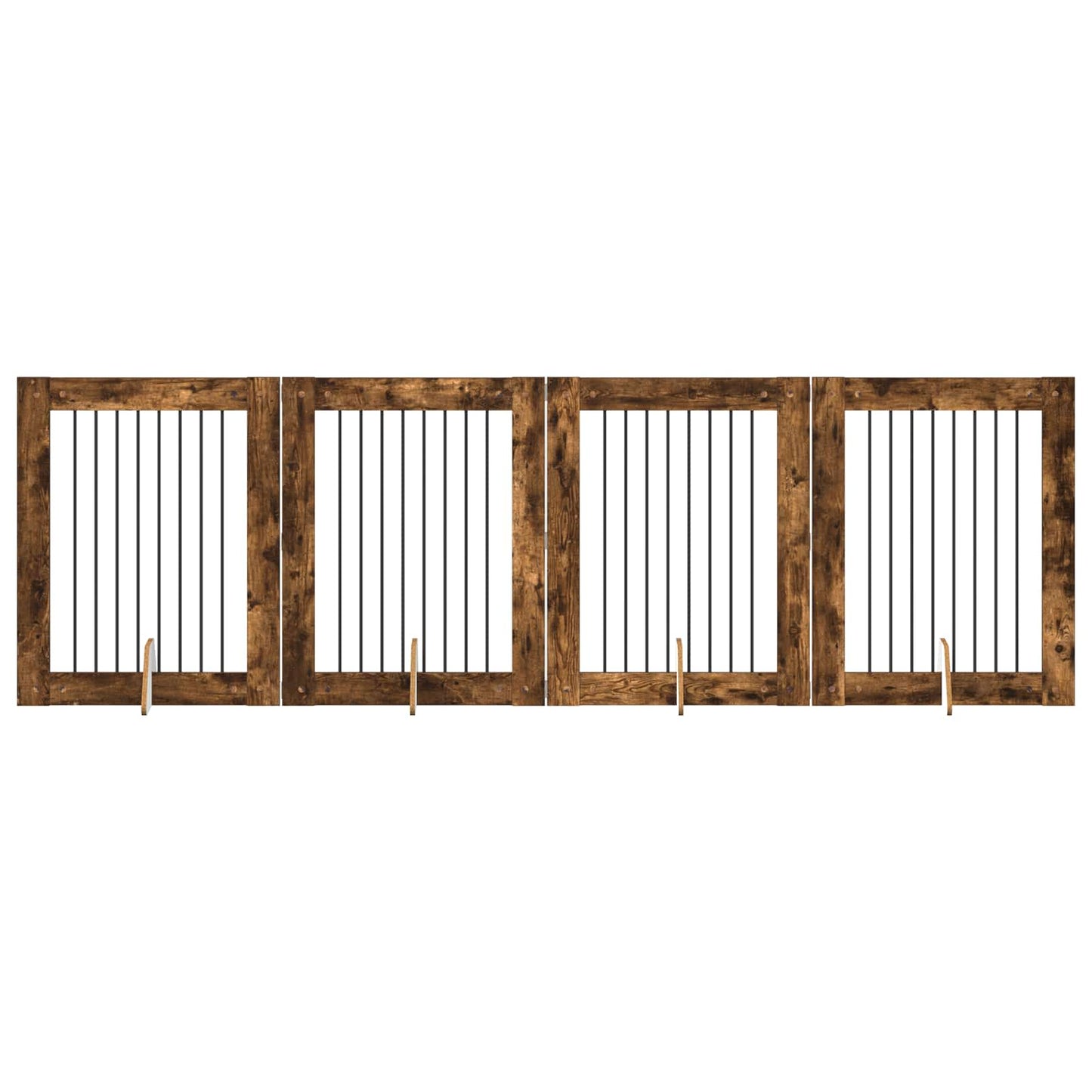 Hondenhekje met standaards 4 pcs Gerookt eiken 80 x 100 cm is nu te koop bij PeponiXL, paradijselijk wonen!