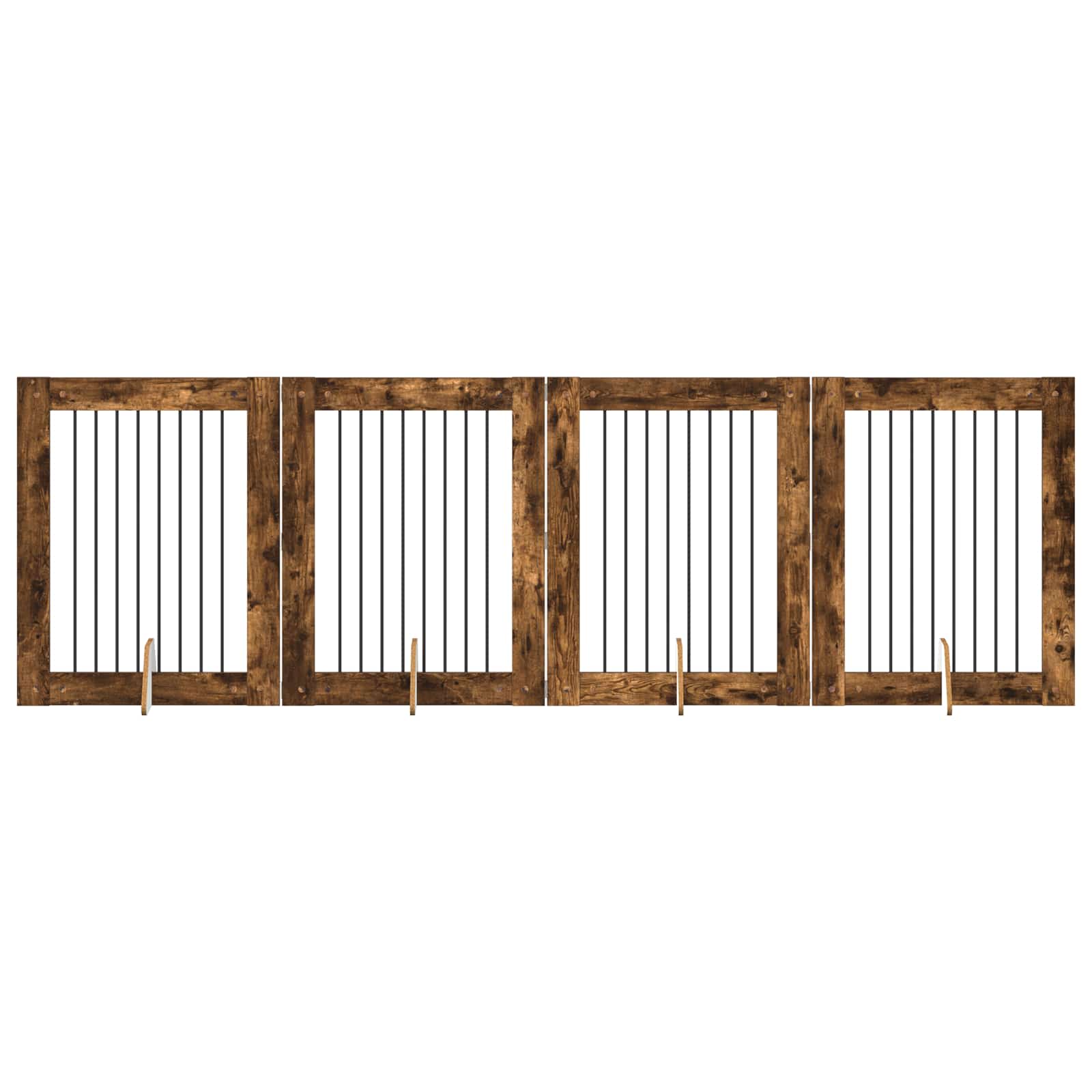 Hondenhekje met standaards 4 pcs Gerookt eiken 80 x 100 cm is nu te koop bij PeponiXL, paradijselijk wonen!