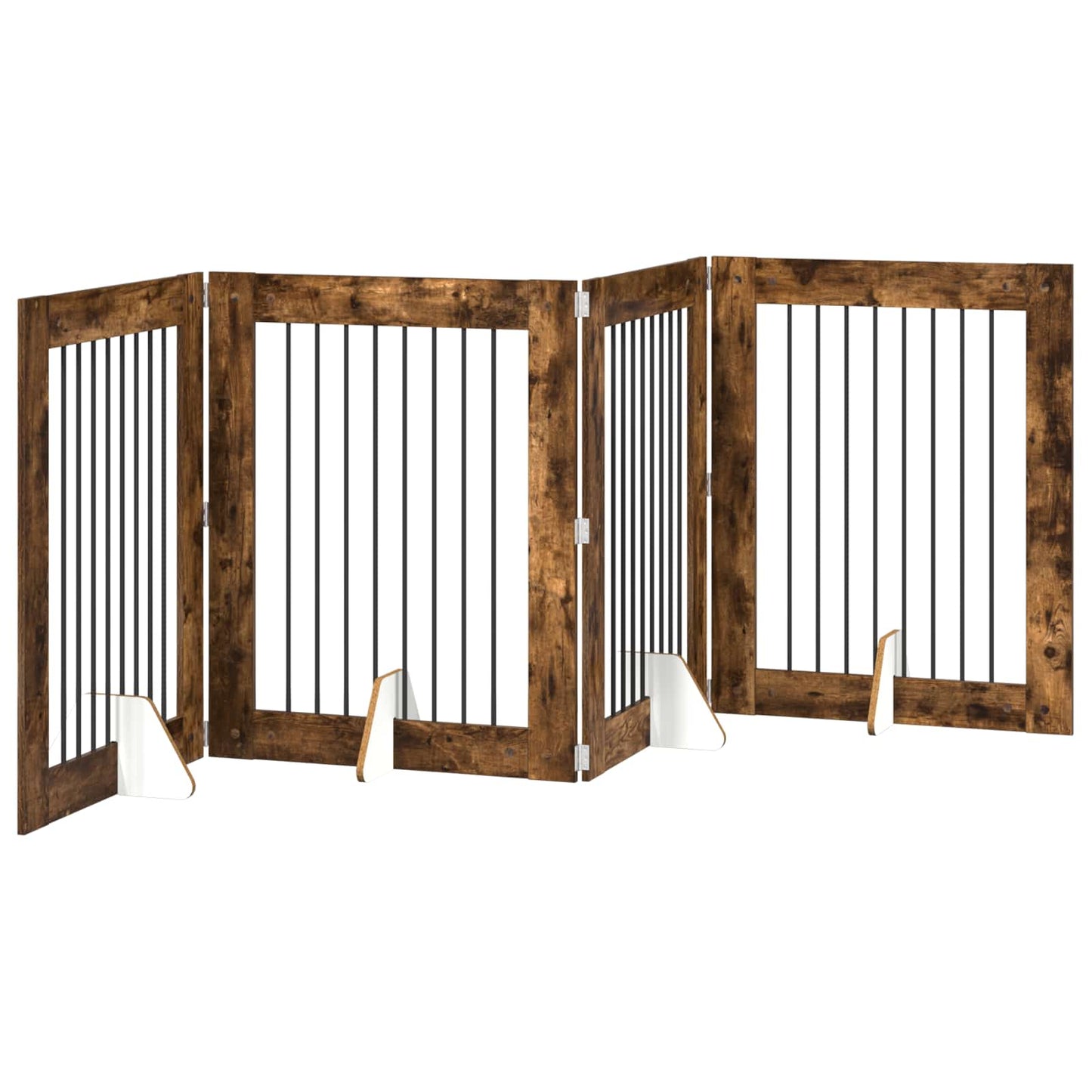 Hondenhekje met standaards 4 pcs Gerookt eiken 80 x 100 cm is nu te koop bij PeponiXL, paradijselijk wonen!