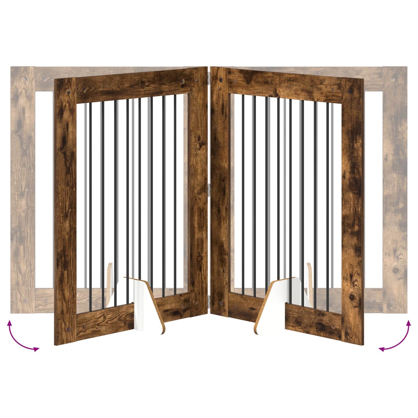 Hondenhekje met standaards 4 pcs Gerookt eiken 80 x 100 cm is nu te koop bij PeponiXL, paradijselijk wonen!