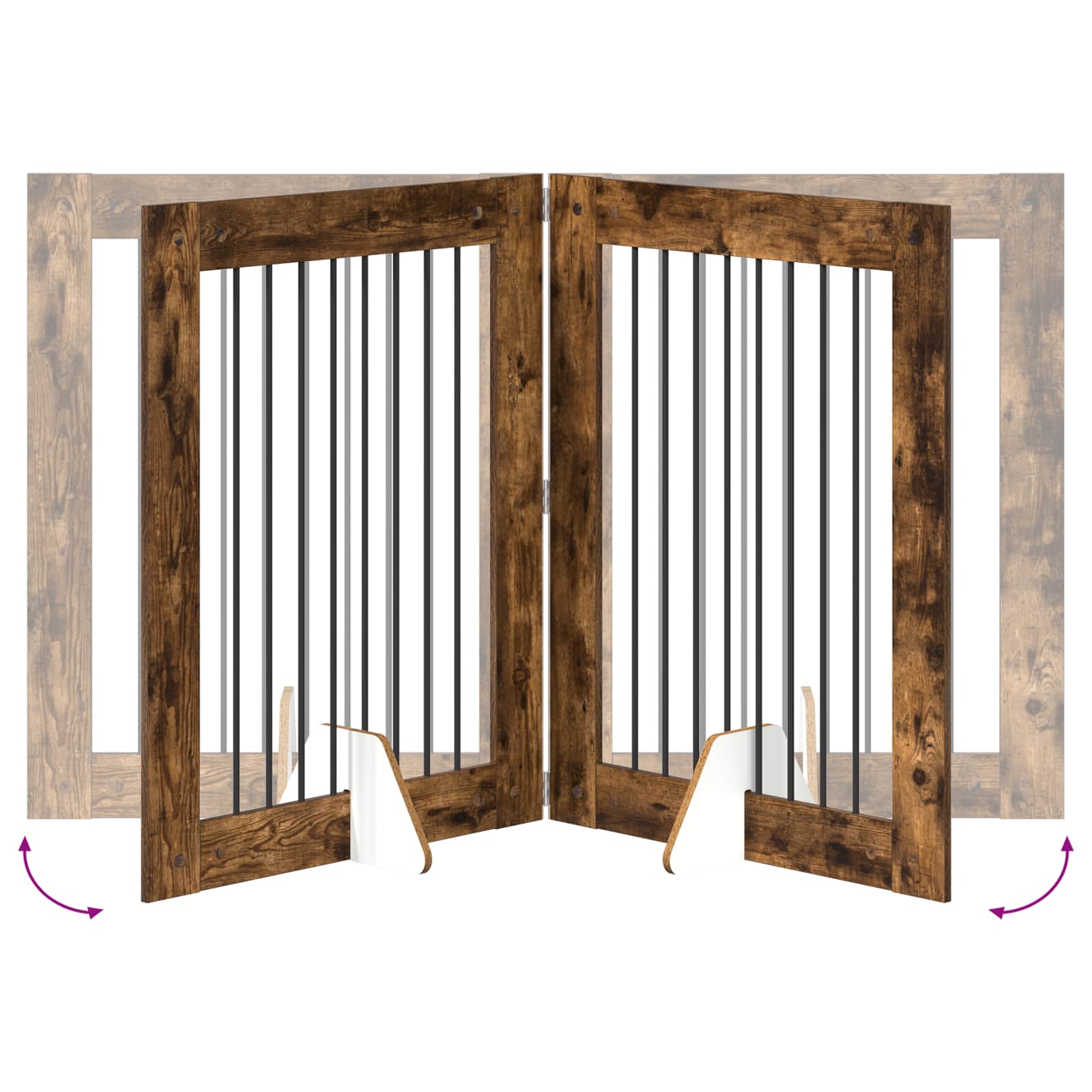 Hondenhekje met standaards 4 pcs Gerookt eiken 80 x 100 cm is nu te koop bij PeponiXL, paradijselijk wonen!