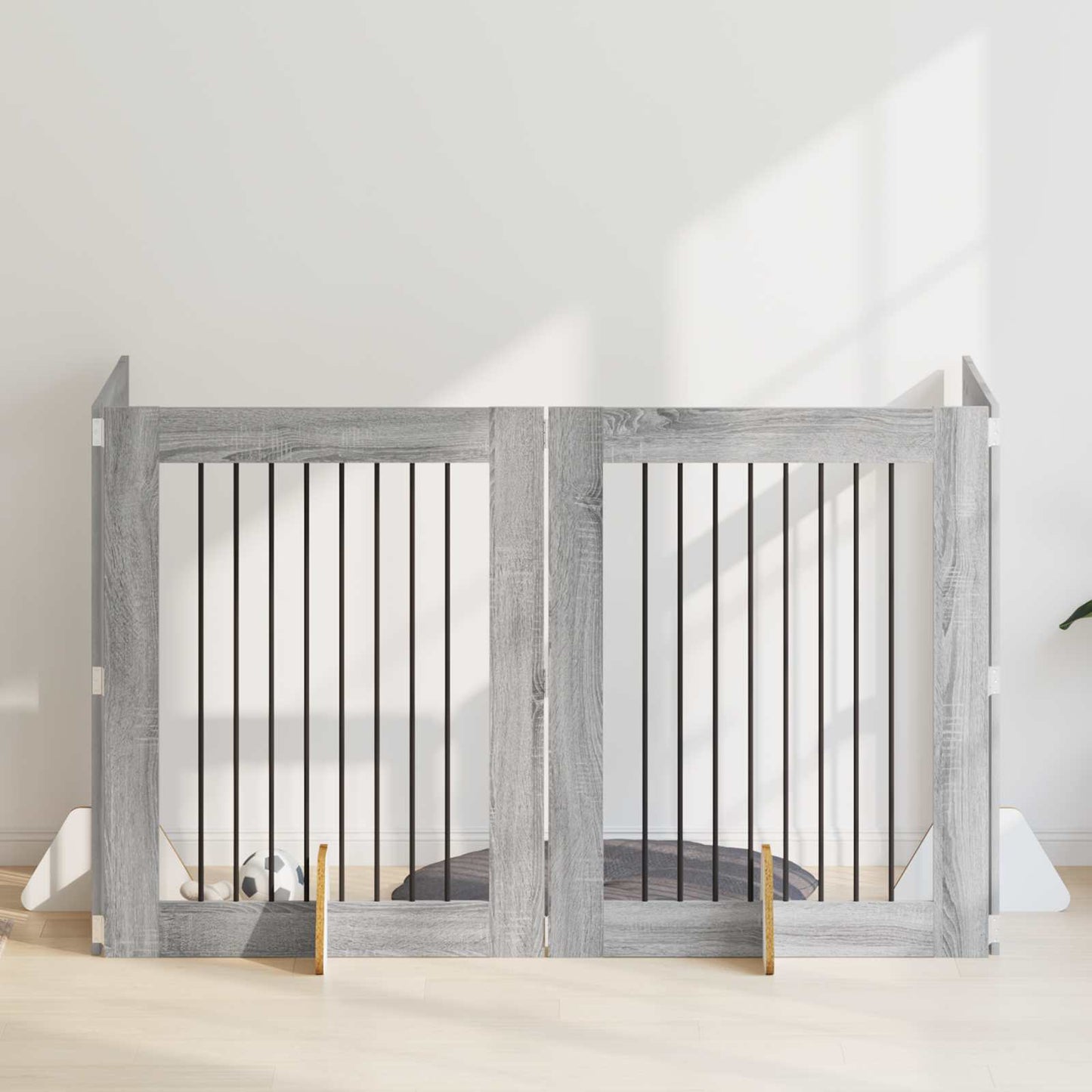 Hondenhekje met standaards 4 pcs Grijs sonoma 80 x 100 cm is nu te koop bij PeponiXL, paradijselijk wonen!