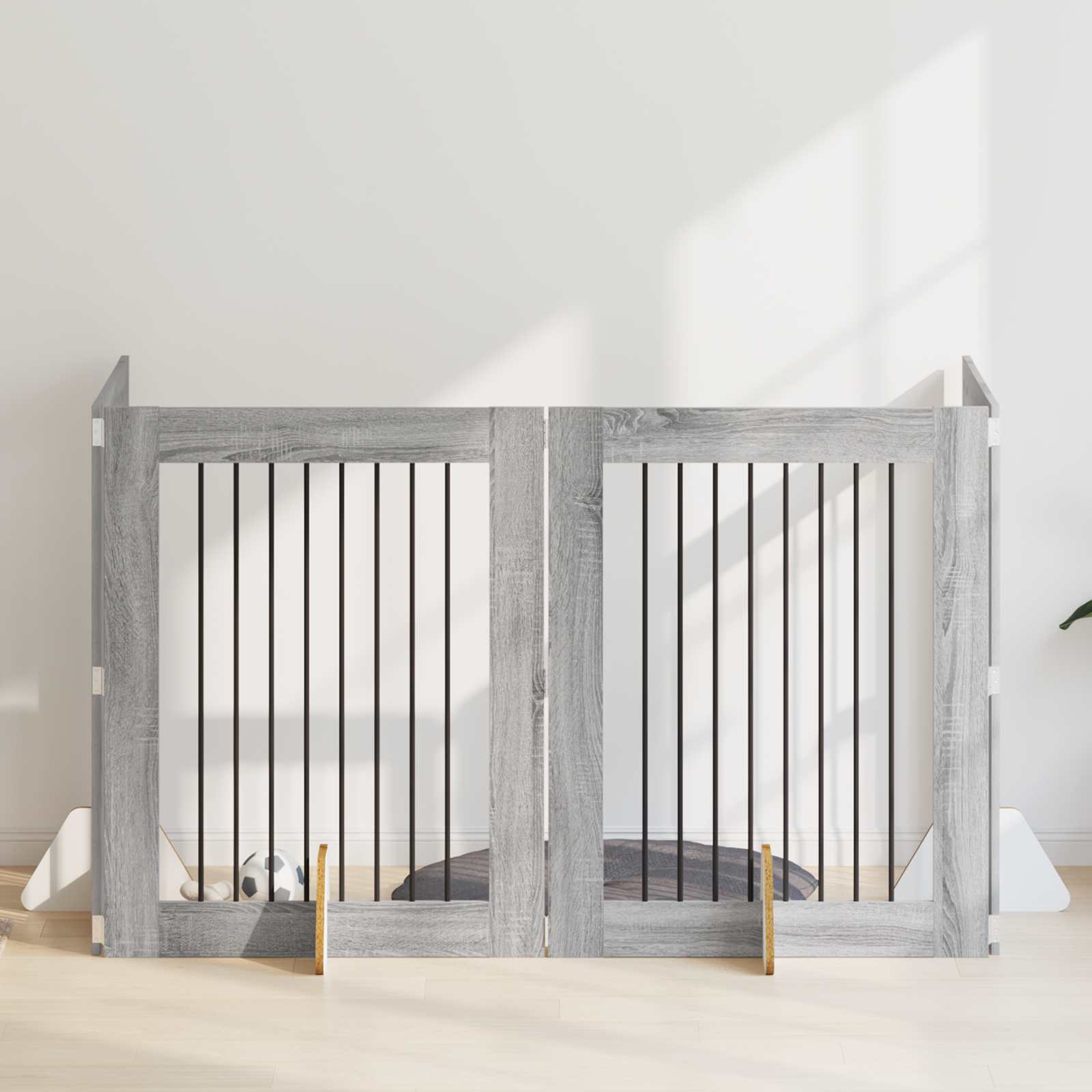Hondenhekje met standaards 4 pcs Grijs sonoma 80 x 100 cm is nu te koop bij PeponiXL, paradijselijk wonen!