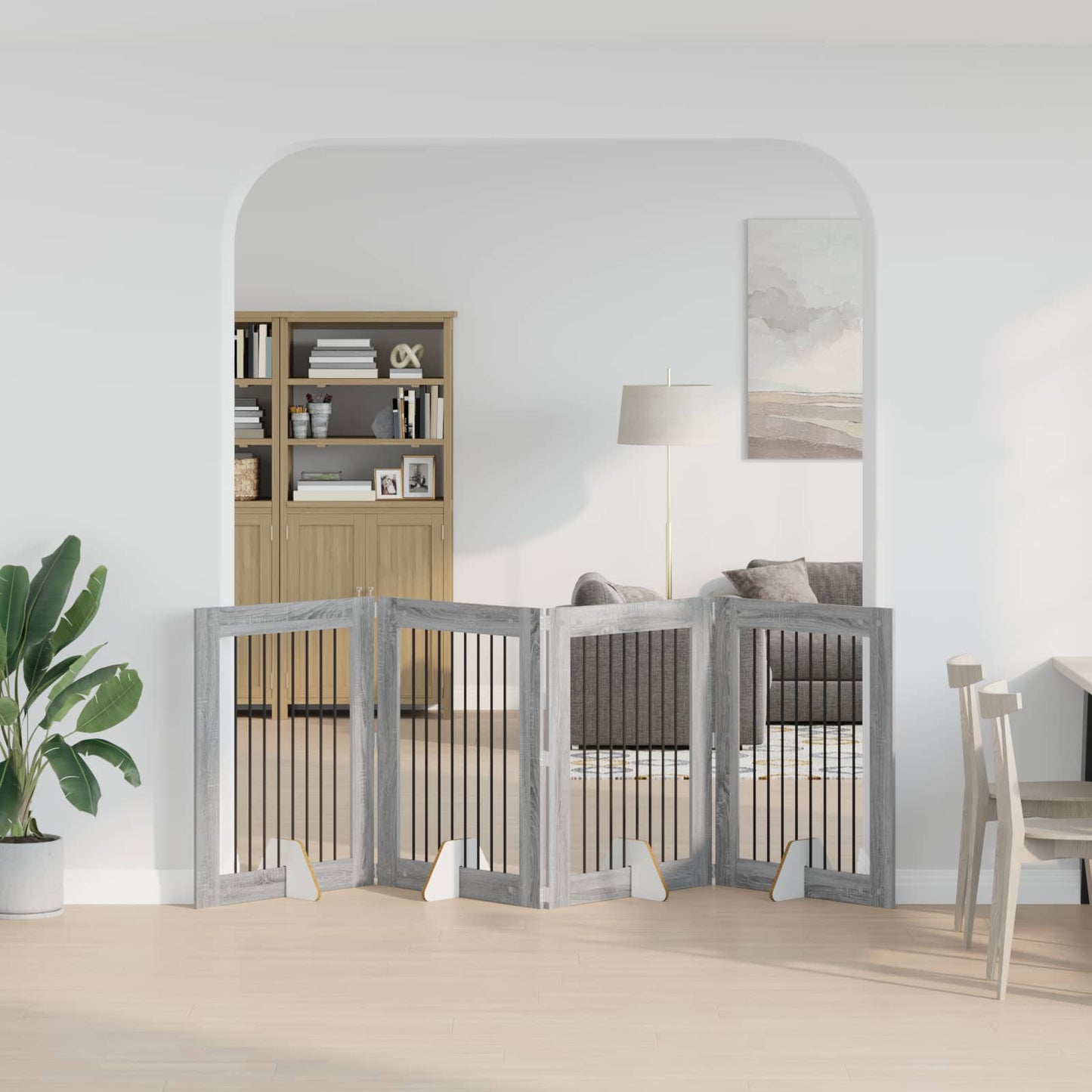 Hondenhekje met standaards 4 pcs Grijs sonoma 80 x 100 cm is nu te koop bij PeponiXL, paradijselijk wonen!