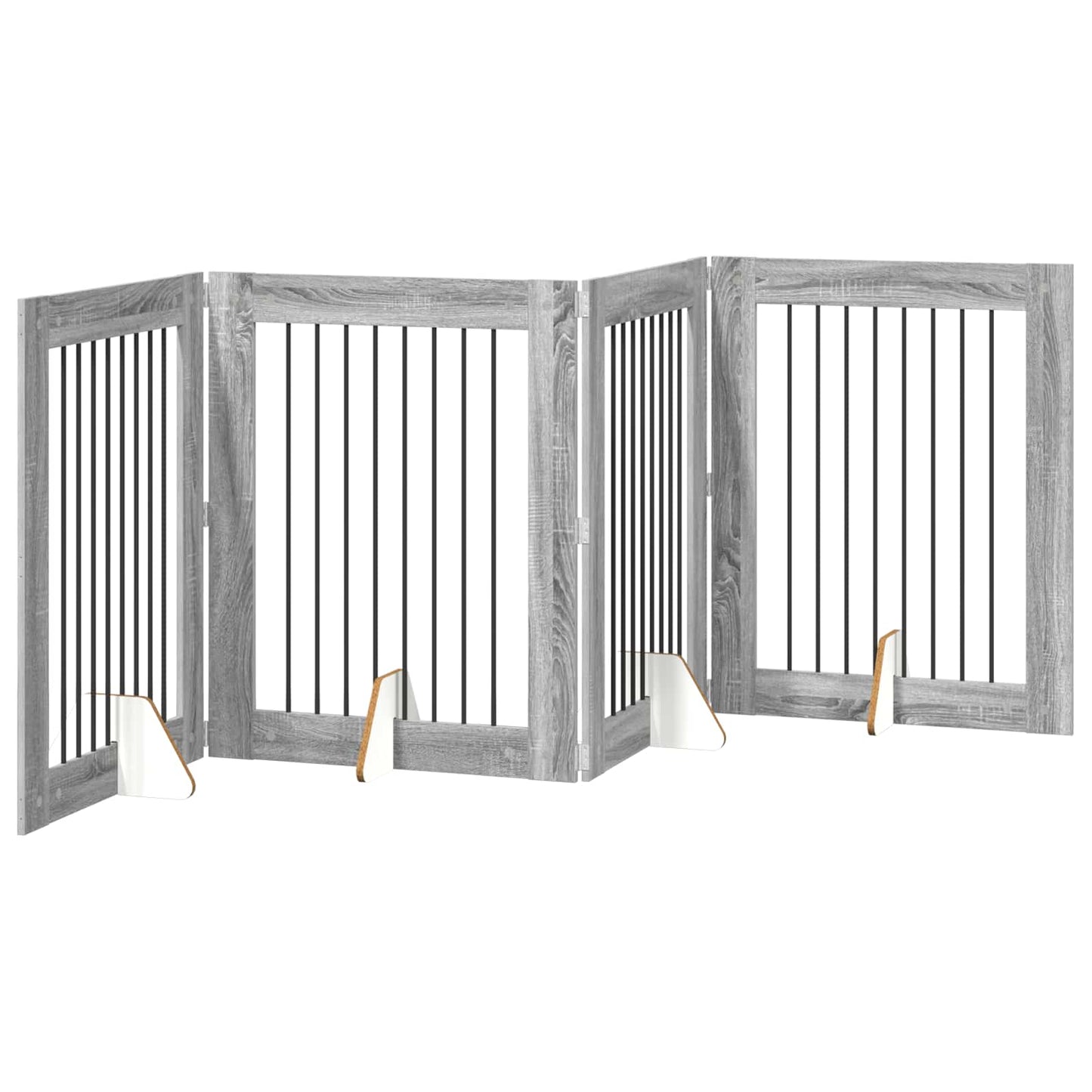 Hondenhekje met standaards 4 pcs Grijs sonoma 80 x 100 cm is nu te koop bij PeponiXL, paradijselijk wonen!