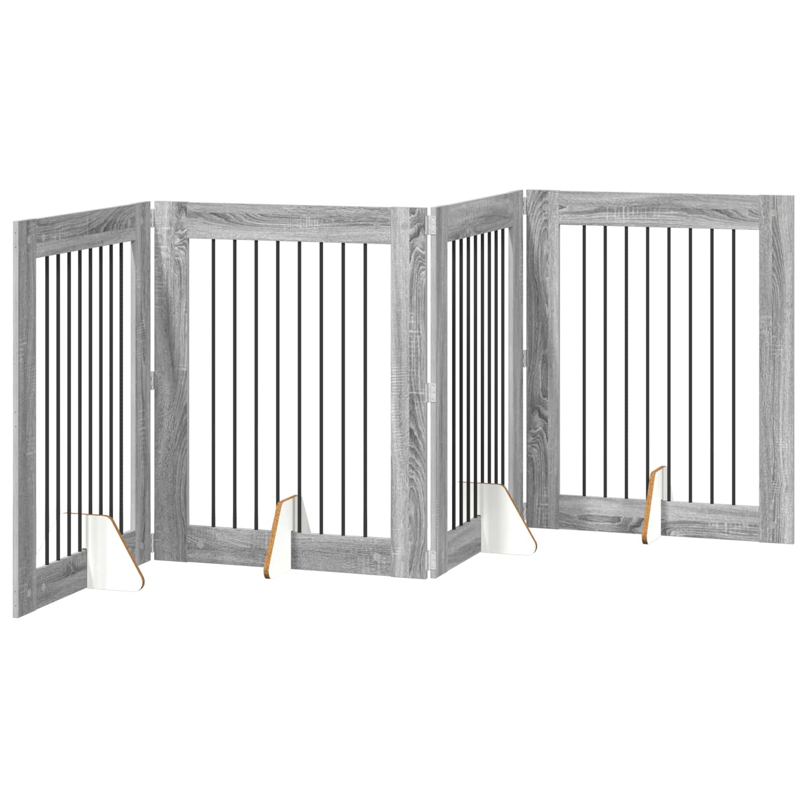 Hondenhekje met standaards 4 pcs Grijs sonoma 80 x 100 cm is nu te koop bij PeponiXL, paradijselijk wonen!