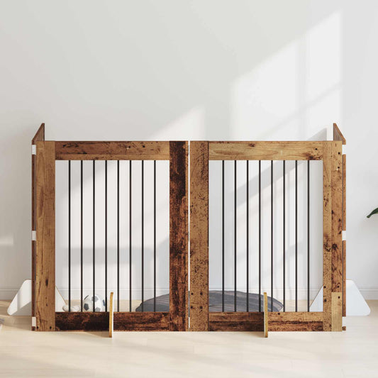 Hondenhekje met standaards 4 pcs Oud hout 80 x 100 cm is nu te koop bij PeponiXL, paradijselijk wonen!
