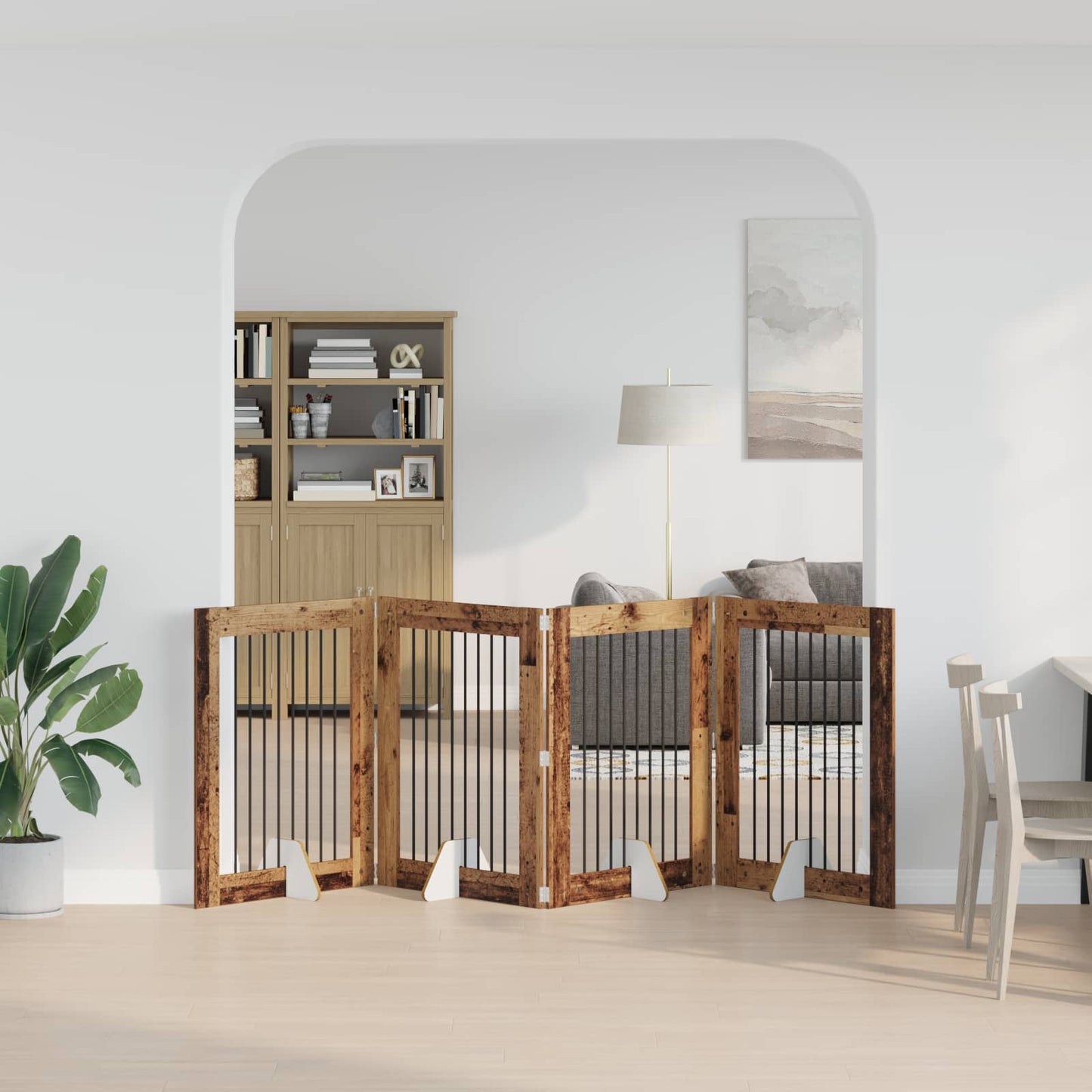 Hondenhekje met standaards 4 pcs Oud hout 80 x 100 cm is nu te koop bij PeponiXL, paradijselijk wonen!
