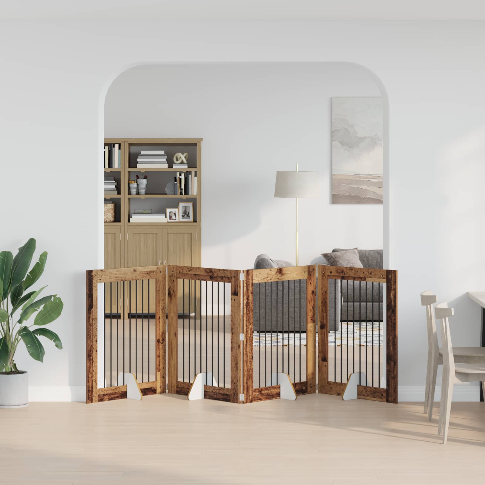 Hondenhekje met standaards 4 pcs Oud hout 80 x 100 cm is nu te koop bij PeponiXL, paradijselijk wonen!