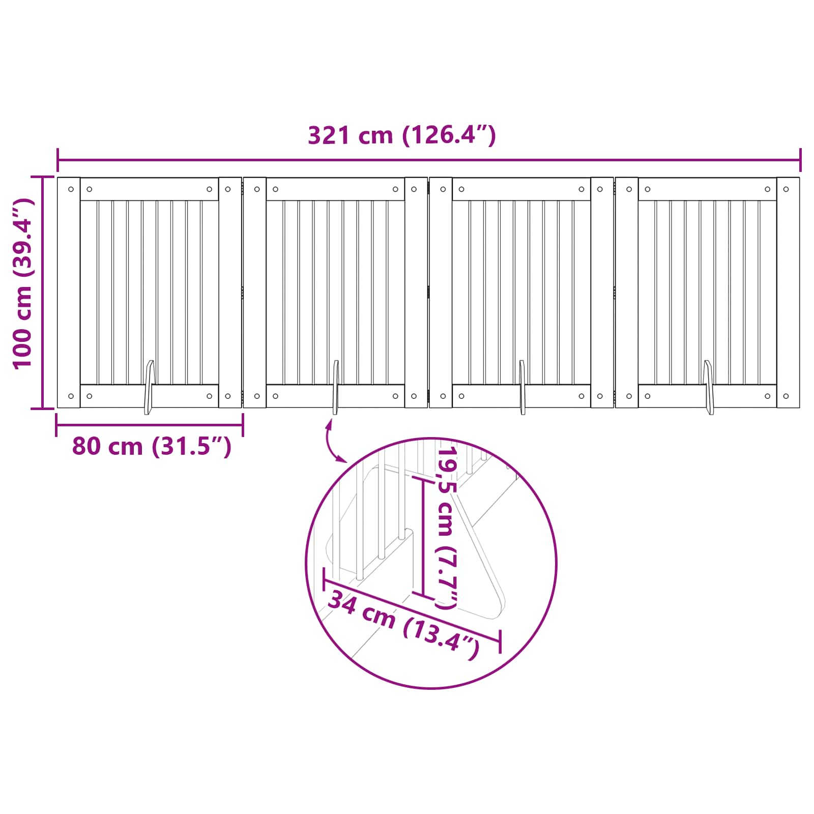 Hondenhekje met standaards 4 pcs Oud hout 80 x 100 cm is nu te koop bij PeponiXL, paradijselijk wonen!