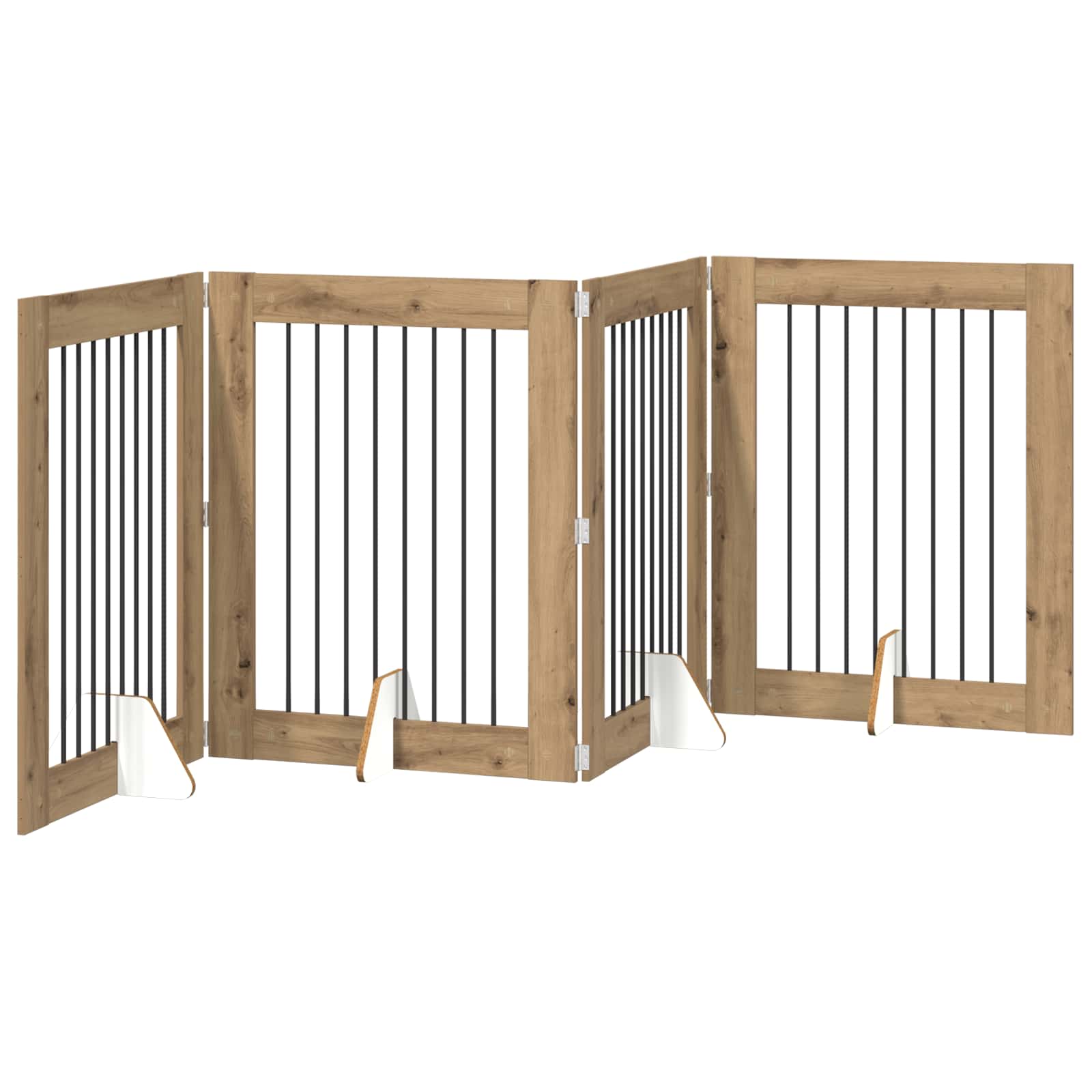 Opvouwbaar hondenhek met standaards 4 pcs Artisanaal eiken is nu te koop bij PeponiXL, paradijselijk wonen!