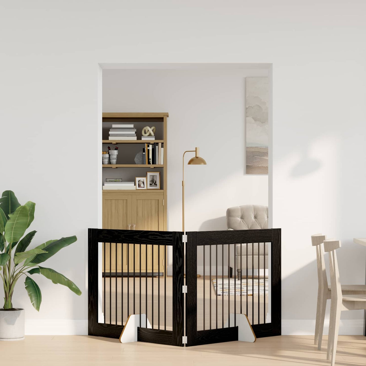 Hondenhekje met standaards 2 pcs Zwart eiken 100 x 80 cm is nu te koop bij PeponiXL, paradijselijk wonen!