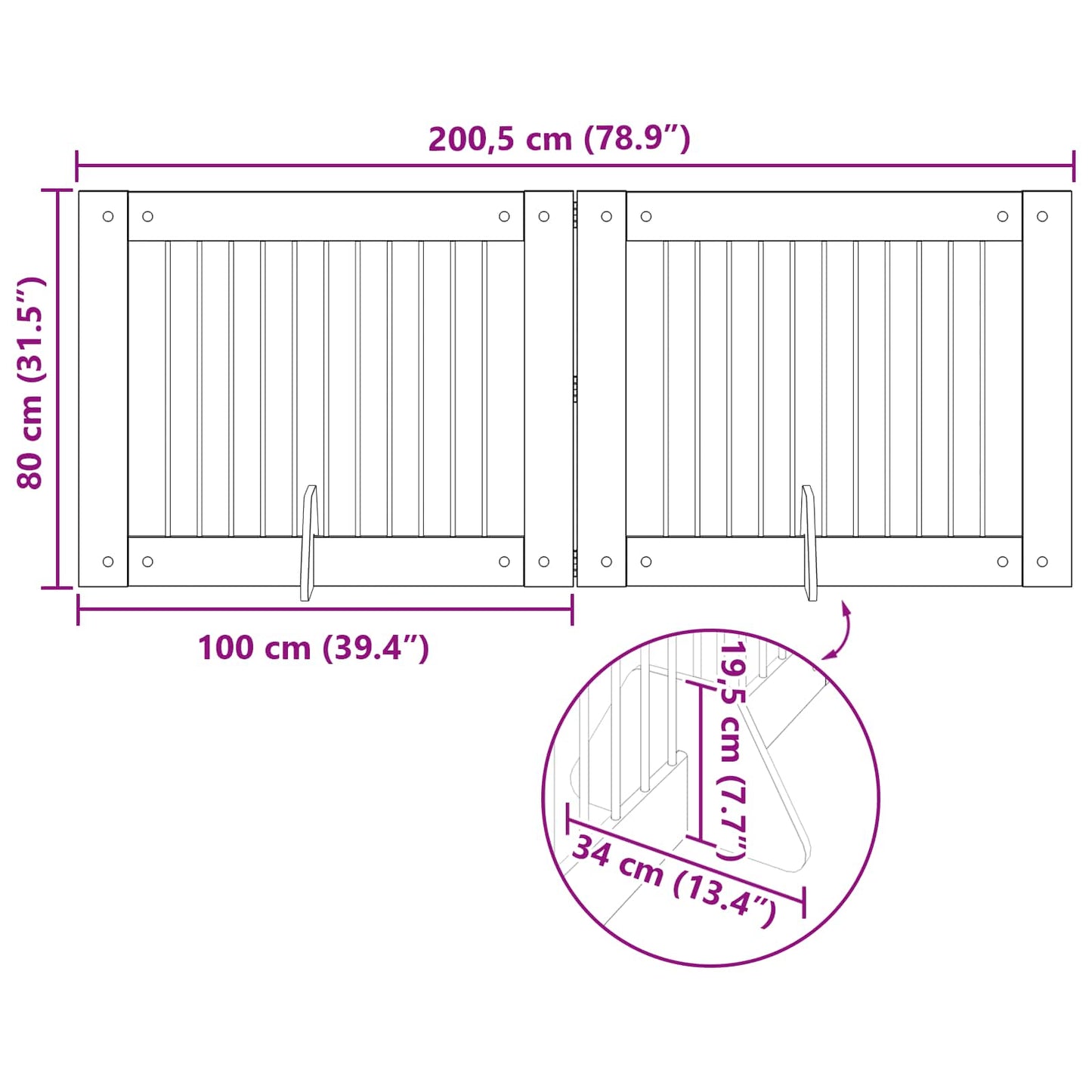 Hondenhekje met standaards 2 pcs Zwart eiken 100 x 80 cm is nu te koop bij PeponiXL, paradijselijk wonen!