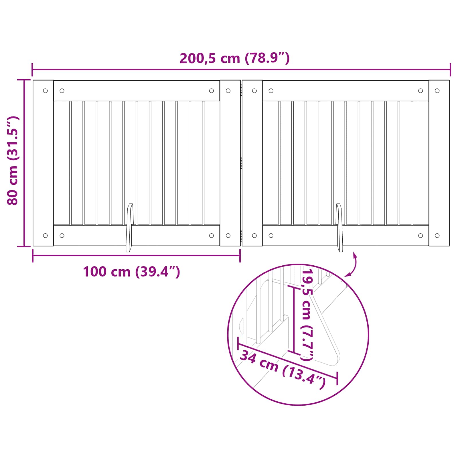 Hondenhekje met standaards 2 pcs Zwart eiken 100 x 80 cm is nu te koop bij PeponiXL, paradijselijk wonen!