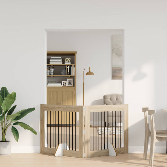 Opvouwbaar hondenhek met standaards 2 pcs Sonoma Eiken 200,5 cm is nu te koop bij PeponiXL, paradijselijk wonen!
