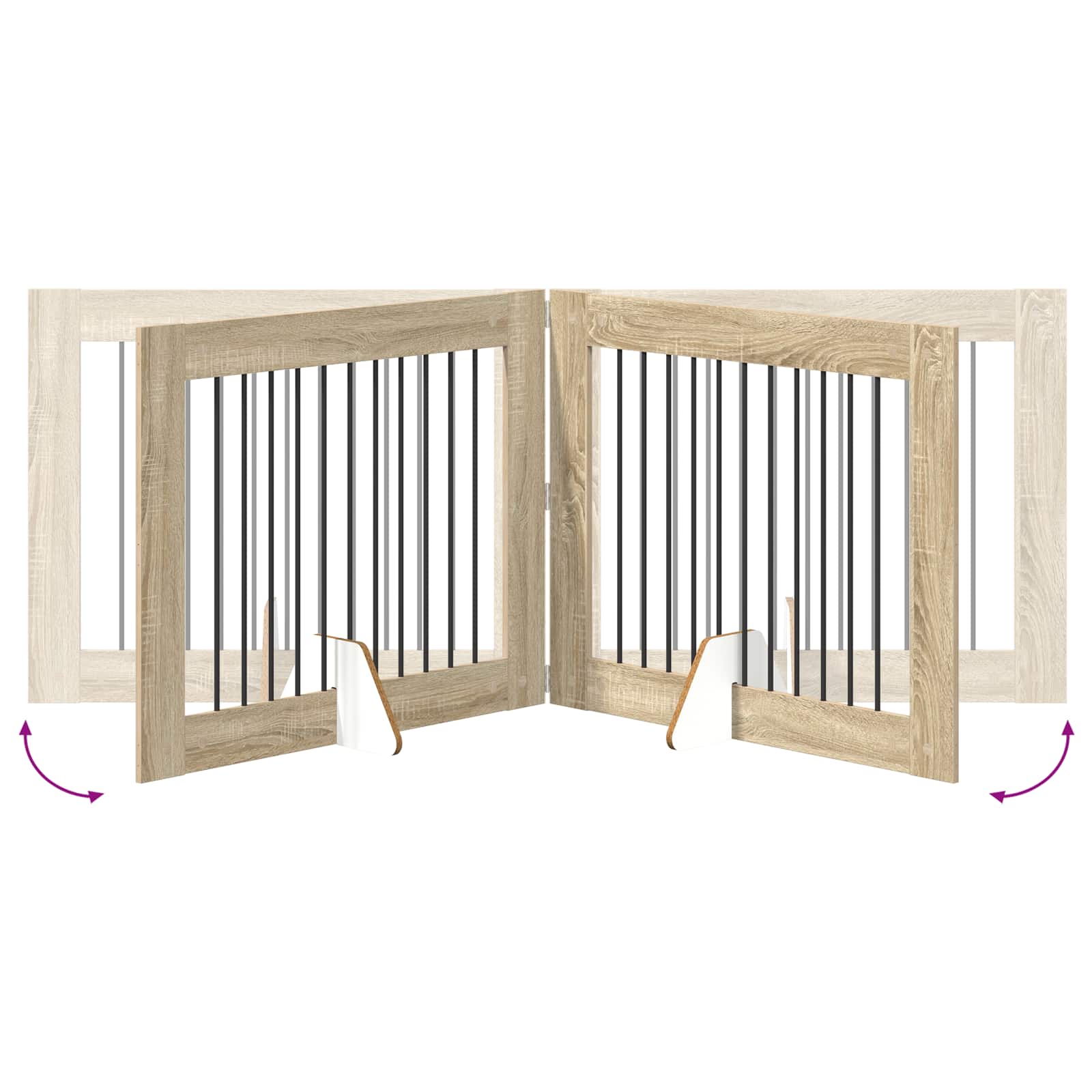 Opvouwbaar hondenhek met standaards 2 pcs Sonoma Eiken 200,5 cm is nu te koop bij PeponiXL, paradijselijk wonen!