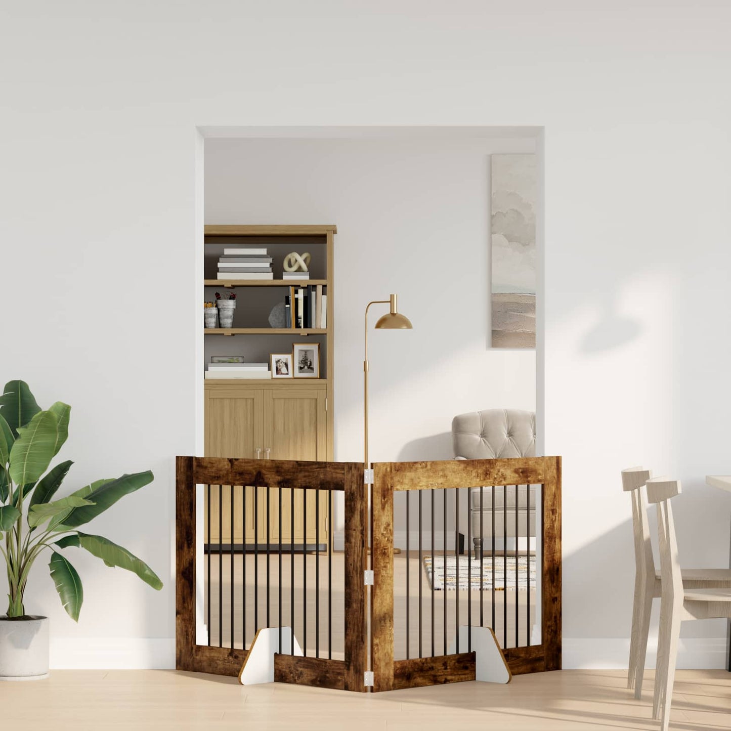 Hondenhekje met standaards 2 pcs Gerookt eiken 100 x 80 cm is nu te koop bij PeponiXL, paradijselijk wonen!