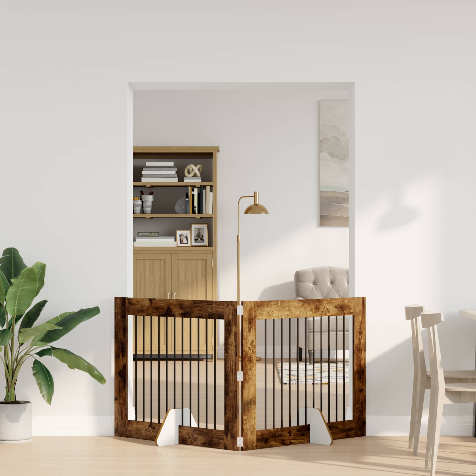 Hondenhekje met standaards 2 pcs Gerookt eiken 100 x 80 cm is nu te koop bij PeponiXL, paradijselijk wonen!