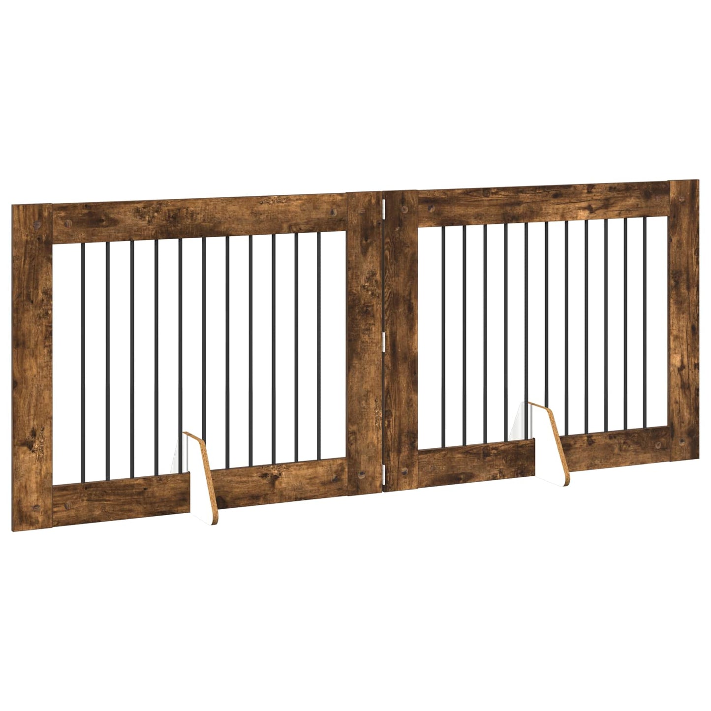 Hondenhekje met standaards 2 pcs Gerookt eiken 100 x 80 cm is nu te koop bij PeponiXL, paradijselijk wonen!