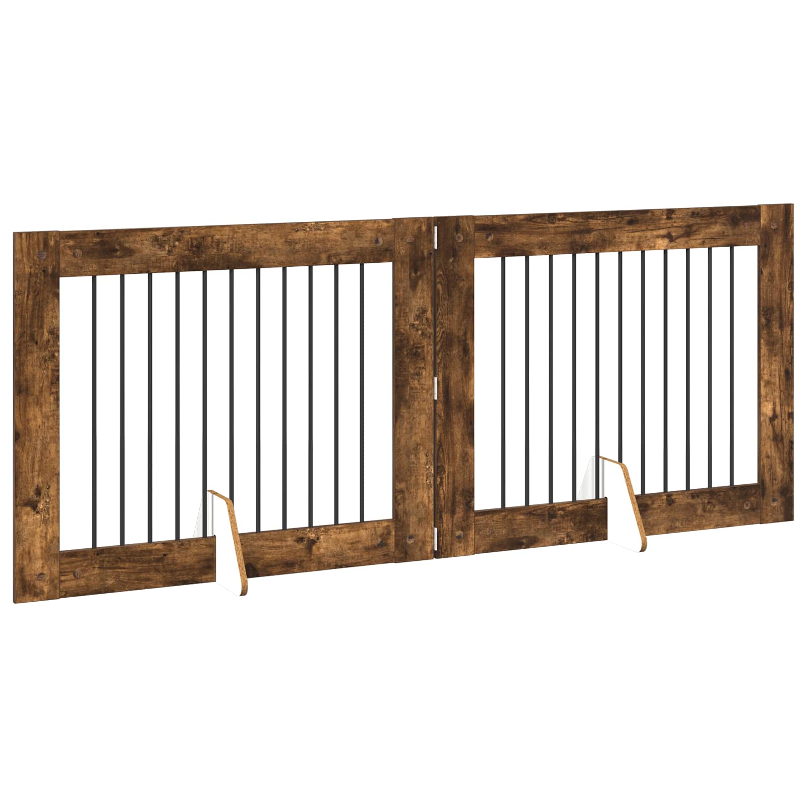 Hondenhekje met standaards 2 pcs Gerookt eiken 100 x 80 cm is nu te koop bij PeponiXL, paradijselijk wonen!
