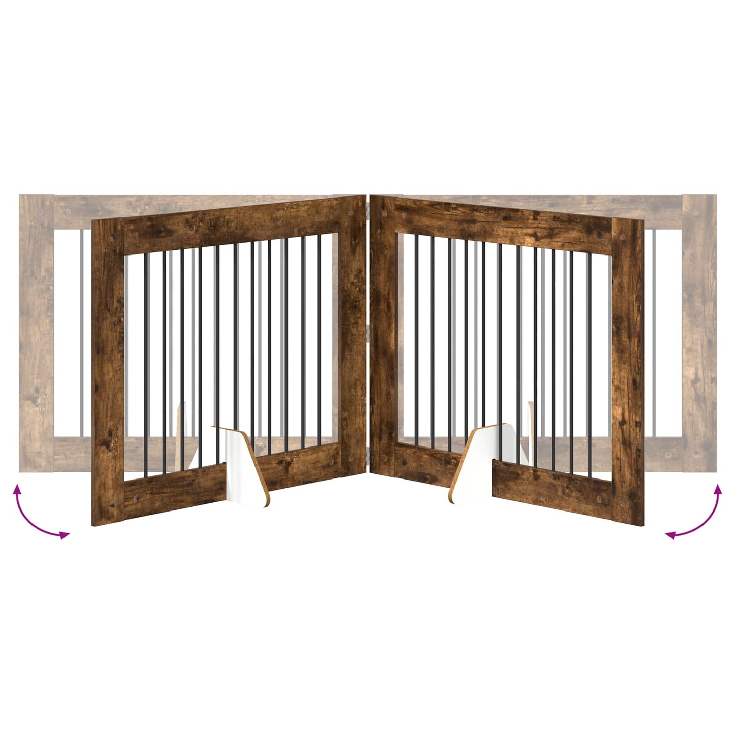 Hondenhekje met standaards 2 pcs Gerookt eiken 100 x 80 cm is nu te koop bij PeponiXL, paradijselijk wonen!