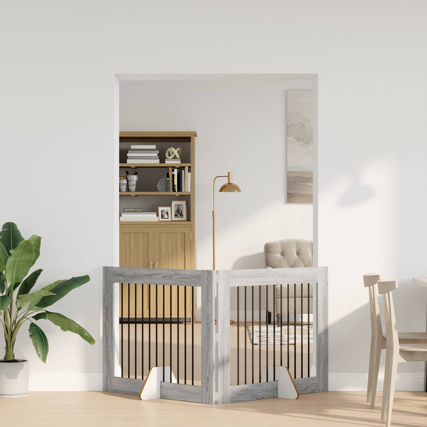Hondenhekje met standaards 2 pcs Grijs sonoma 100 x 80 cm is nu te koop bij PeponiXL, paradijselijk wonen!