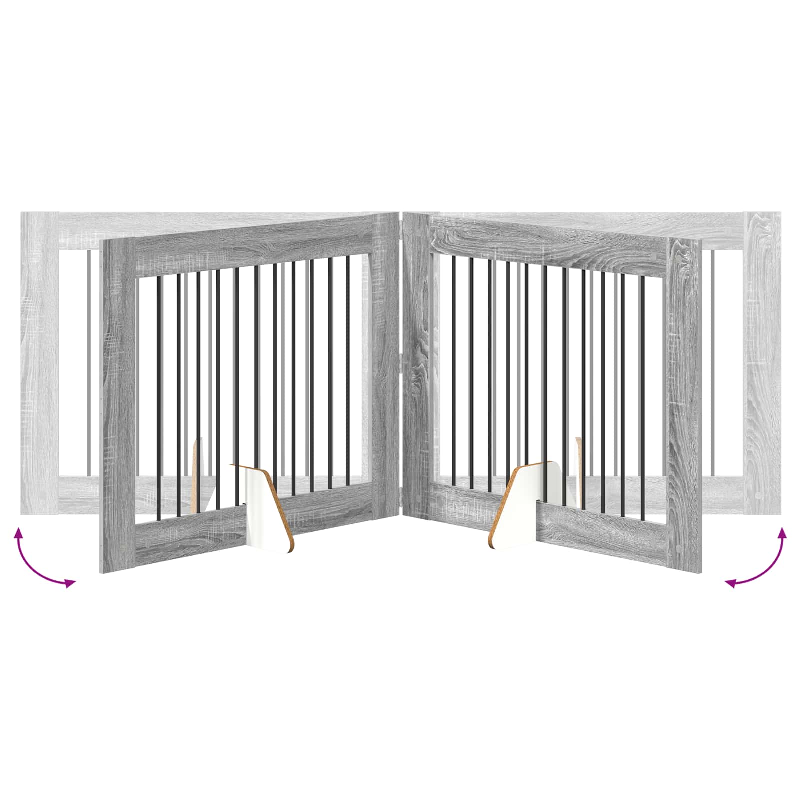 Hondenhekje met standaards 2 pcs Grijs sonoma 100 x 80 cm is nu te koop bij PeponiXL, paradijselijk wonen!