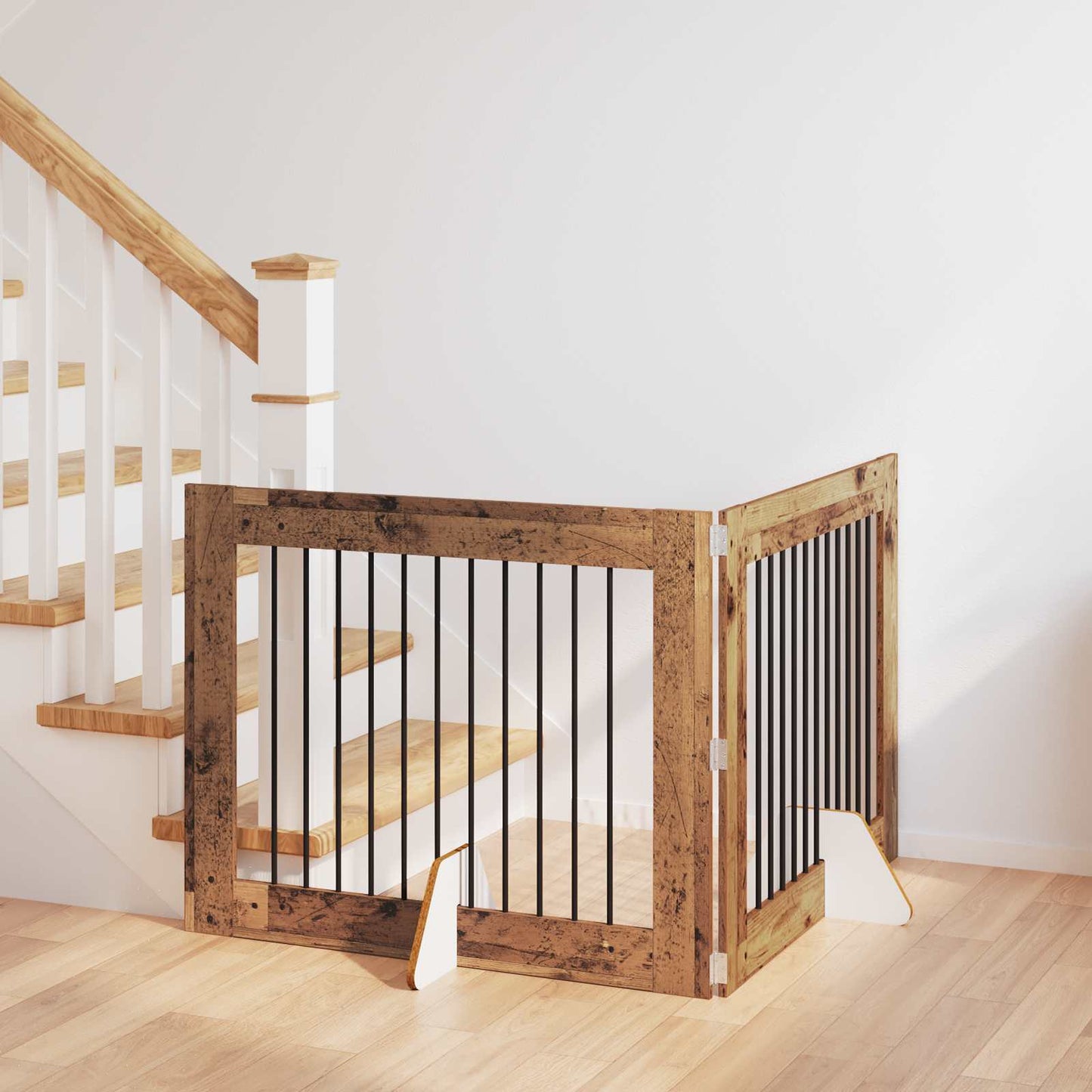 Hondenhekje met standaards 2 pcs Oud hout 100 x 80 cm is nu te koop bij PeponiXL, paradijselijk wonen!