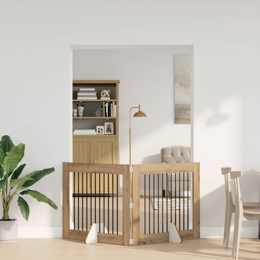 Opvouwbaar hondenhek met standaards 2 pcs Artisanaal eiken is nu te koop bij PeponiXL, paradijselijk wonen!