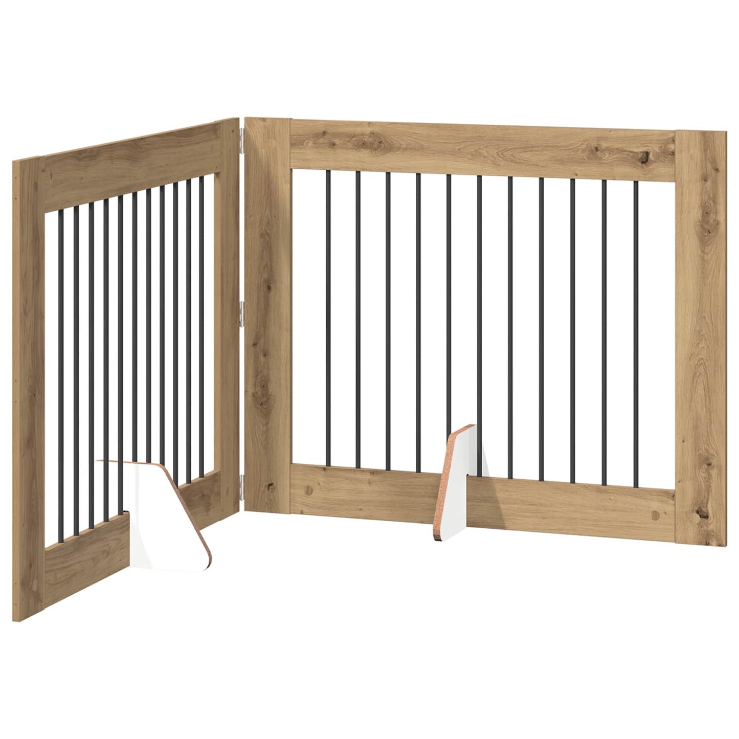 Opvouwbaar hondenhek met standaards 2 pcs Artisanaal eiken is nu te koop bij PeponiXL, paradijselijk wonen!