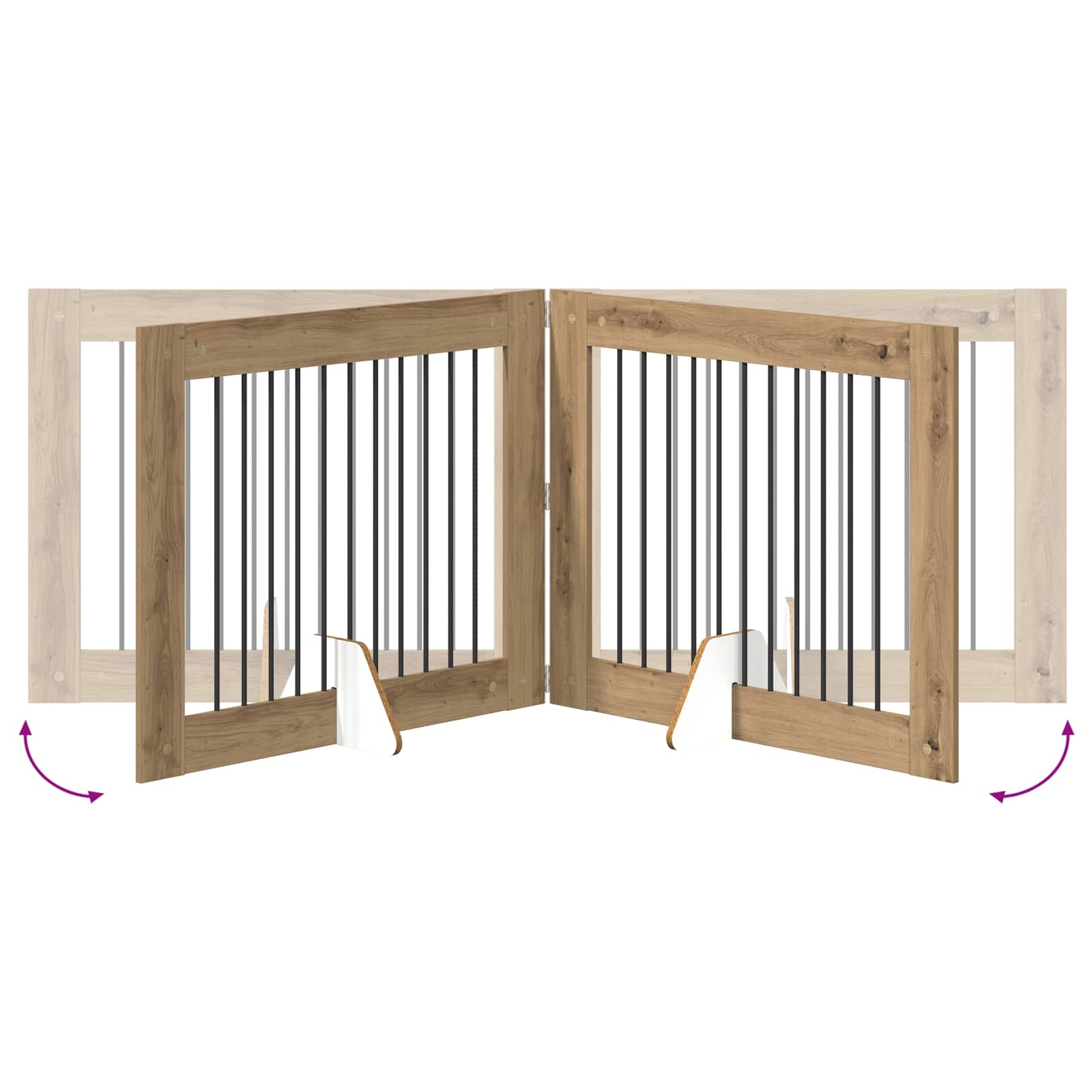 Opvouwbaar hondenhek met standaards 2 pcs Artisanaal eiken is nu te koop bij PeponiXL, paradijselijk wonen!