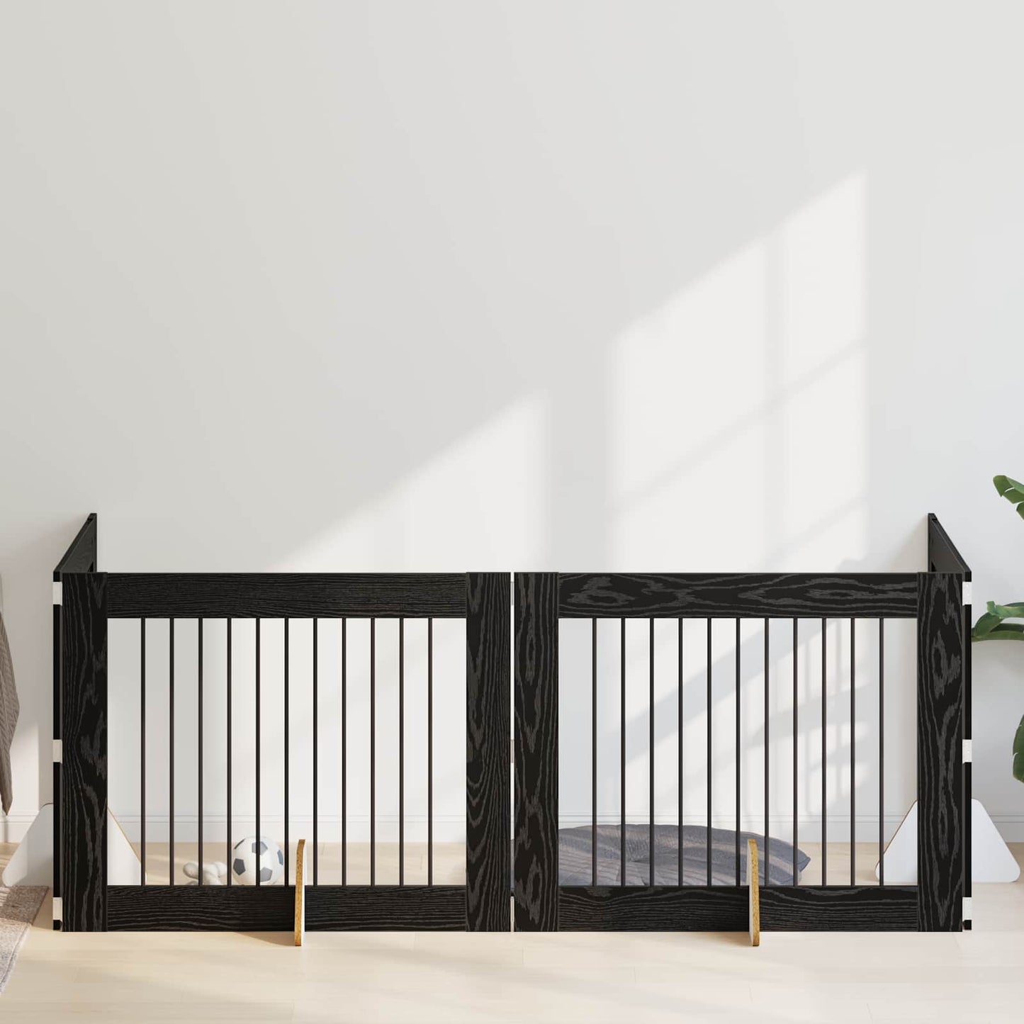 Hondenhekje met standaards 4 pcs Zwart eiken 100 x 80 cm is nu te koop bij PeponiXL, paradijselijk wonen!