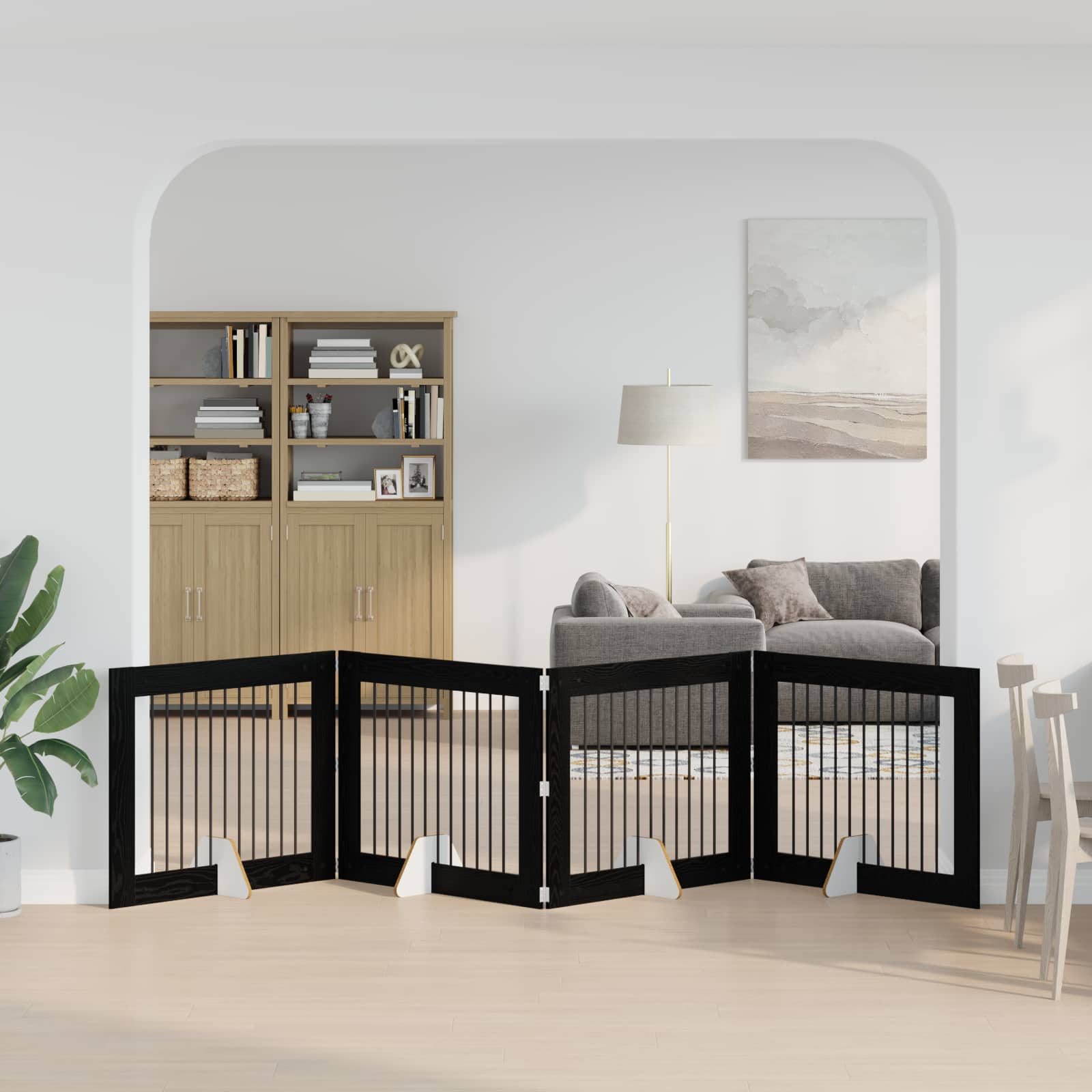 Hondenhekje met standaards 4 pcs Zwart eiken 100 x 80 cm is nu te koop bij PeponiXL, paradijselijk wonen!