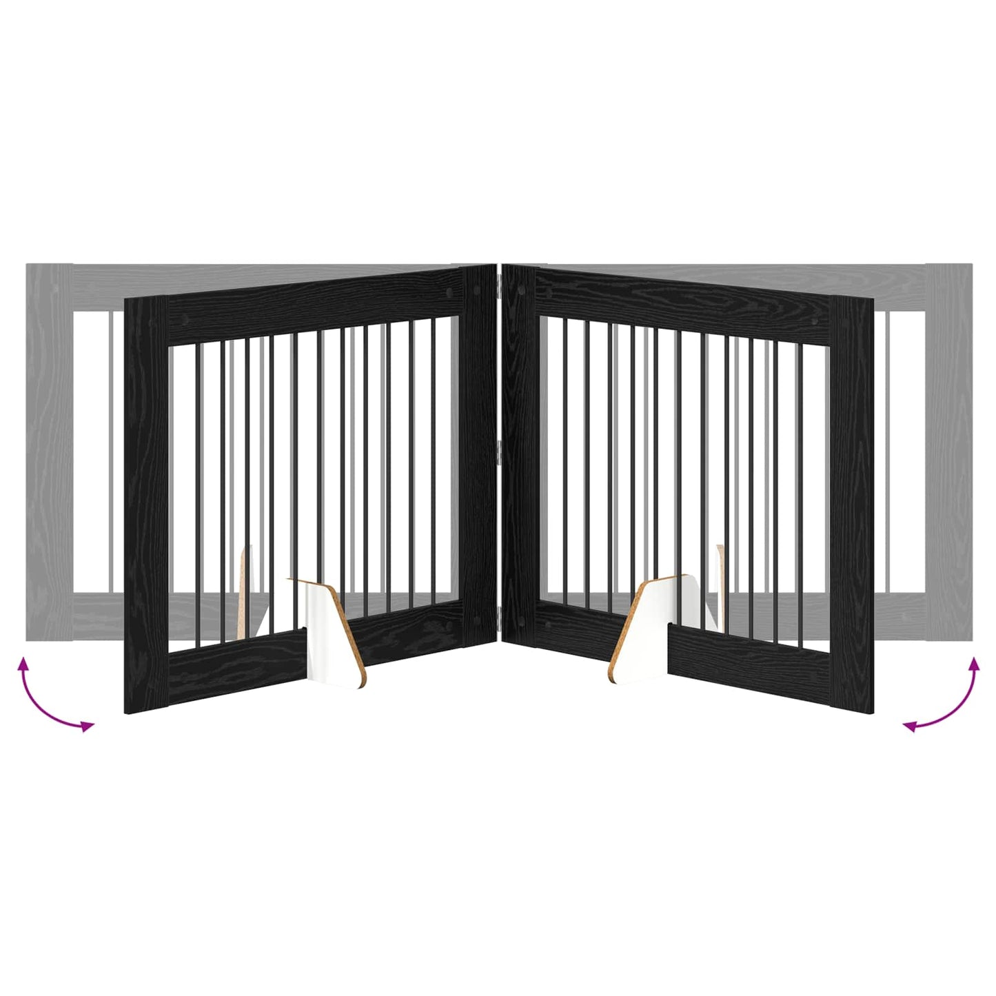 Hondenhekje met standaards 4 pcs Zwart eiken 100 x 80 cm is nu te koop bij PeponiXL, paradijselijk wonen!