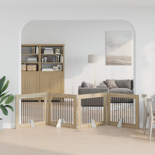 Opvouwbaar hondenhek met standaards 4 pcs Sonoma Eiken 401 cm is nu te koop bij PeponiXL, paradijselijk wonen!