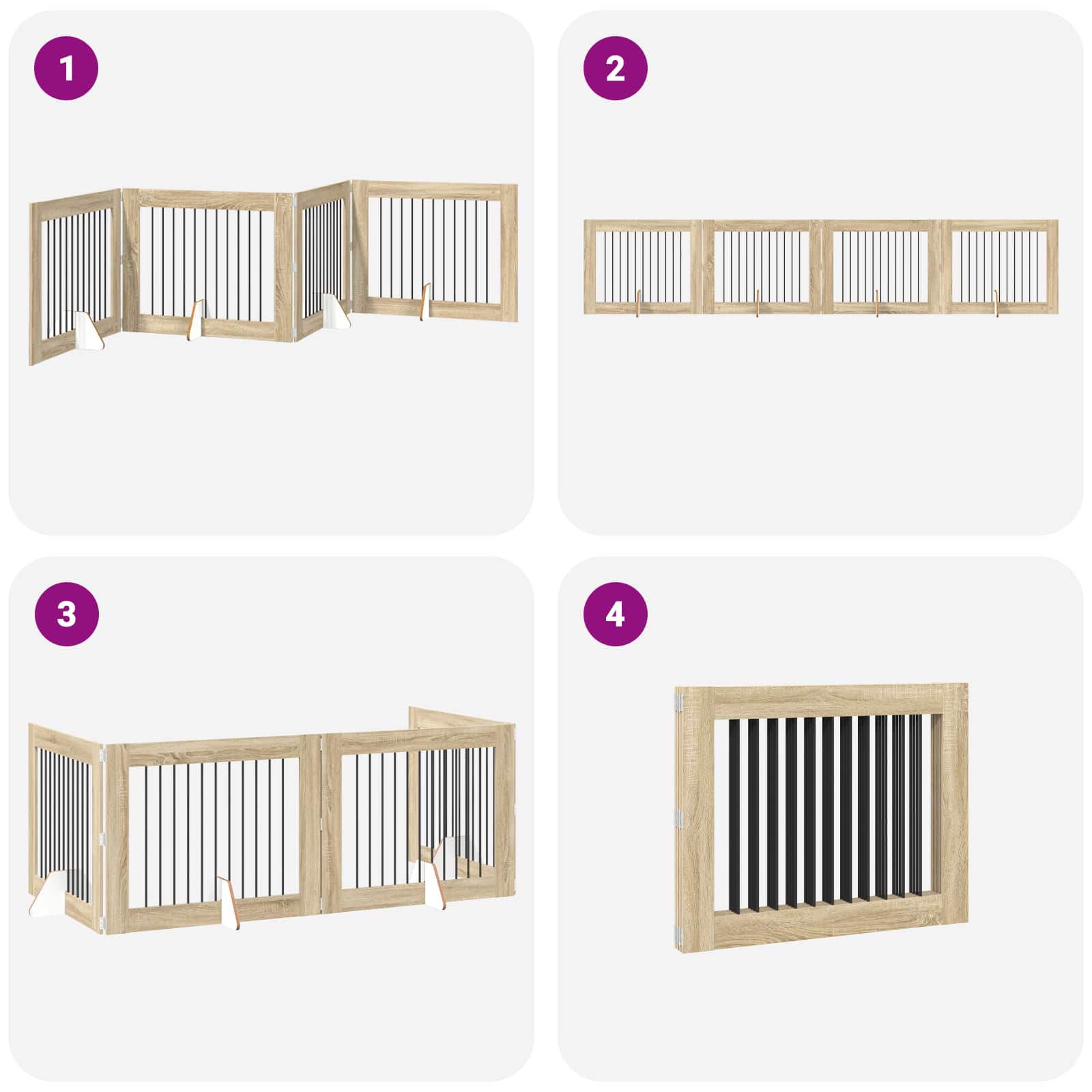 Opvouwbaar hondenhek met standaards 4 pcs Sonoma Eiken 401 cm is nu te koop bij PeponiXL, paradijselijk wonen!